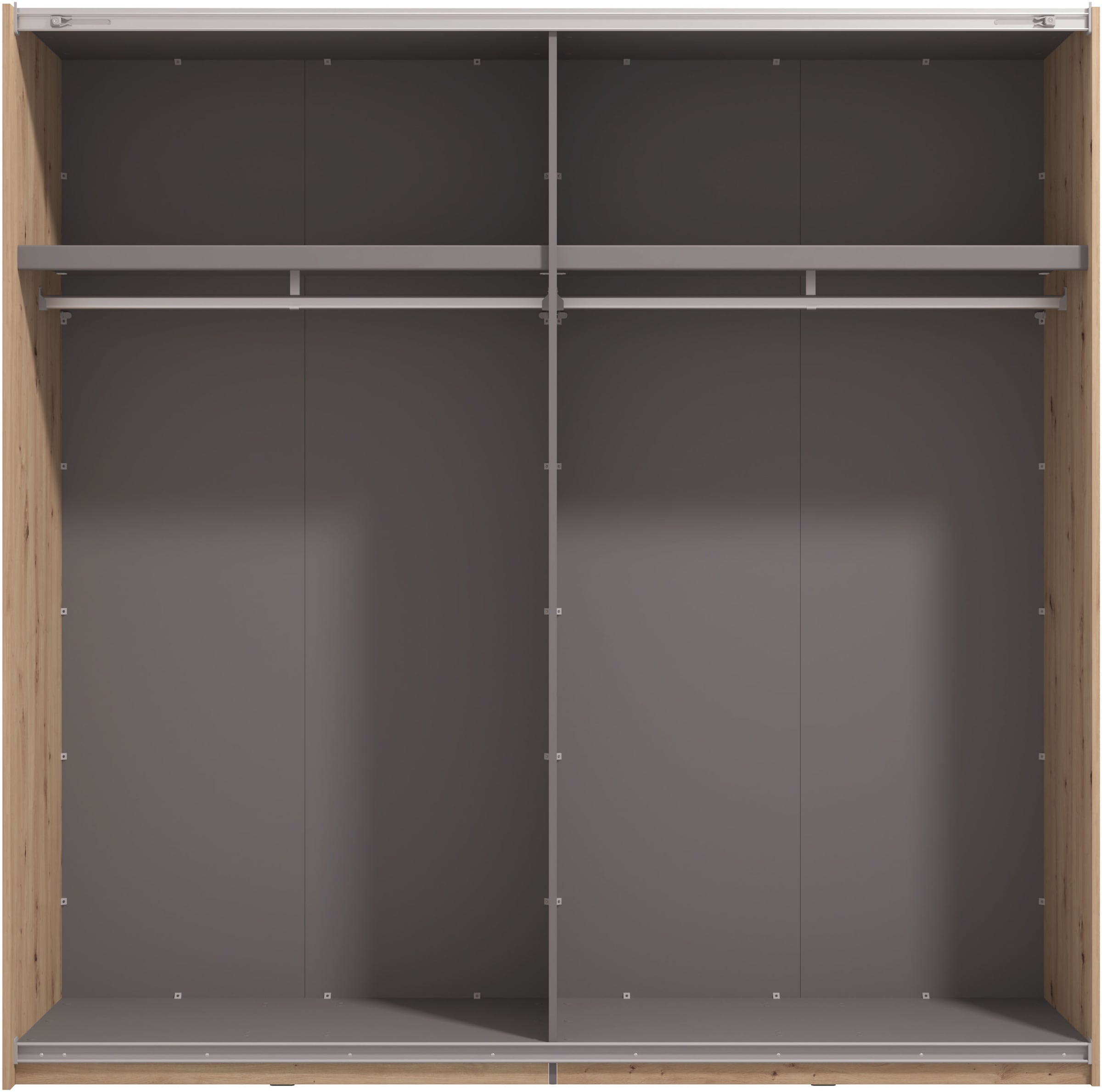 INOSIGN Schwebetürenschrank »Modena, Breite 220 cm, FSC-zertifiziert, Trendfarbe cashmere« Schlafzimmerschrank mit Spiegel, mit verschiedenen Innenausstattungen