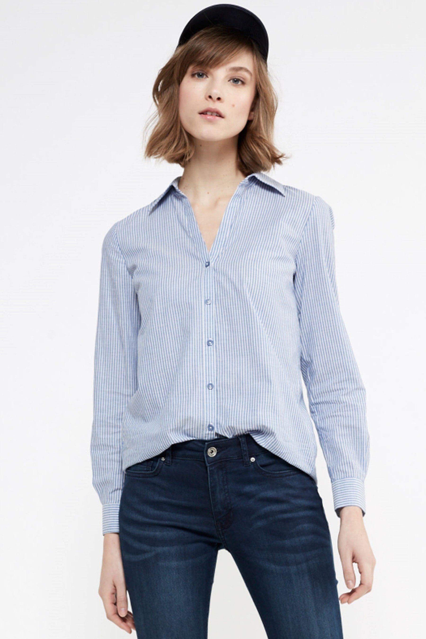 Longbluse, blau gestreift