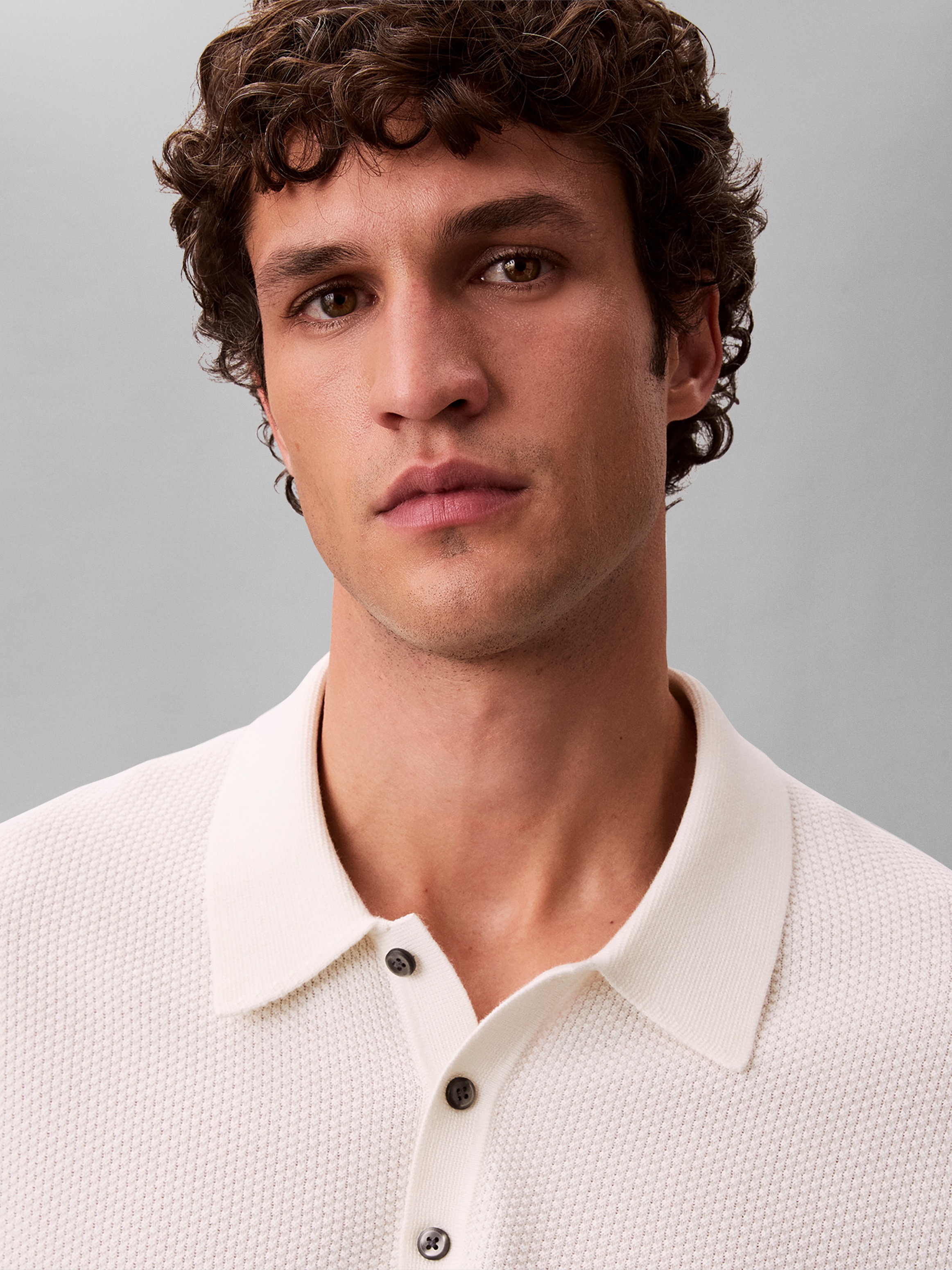 Calvin Klein Pull à manches courtes Tricot structuré, coton pur, coupe régulière