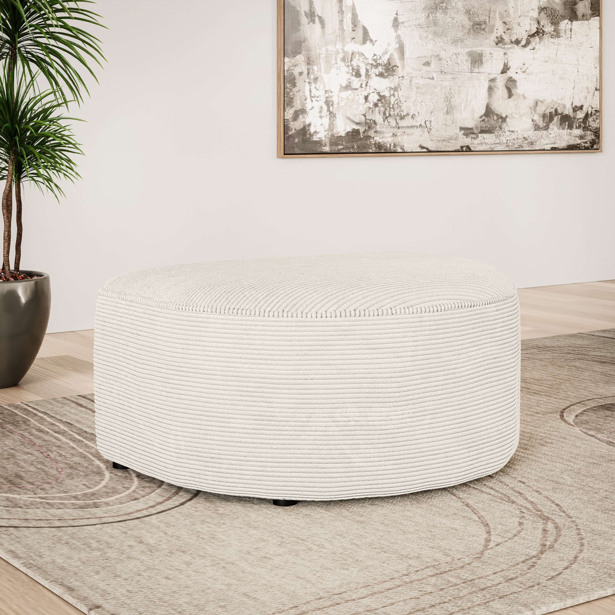 Image of GOODproduct Polsterhocker "ADELLA passed zur Serie, Masse B/T/H: 92/69/43 cm" Hocker mit Wellenunterfederung, runde Form, auch in Cord