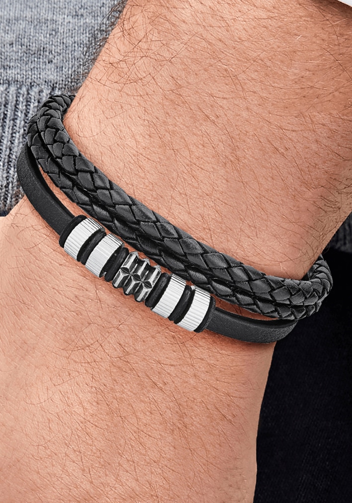 + versandkostenfrei kaufen Edelstahl Armband s.Oliver Leder »2027438«, aus