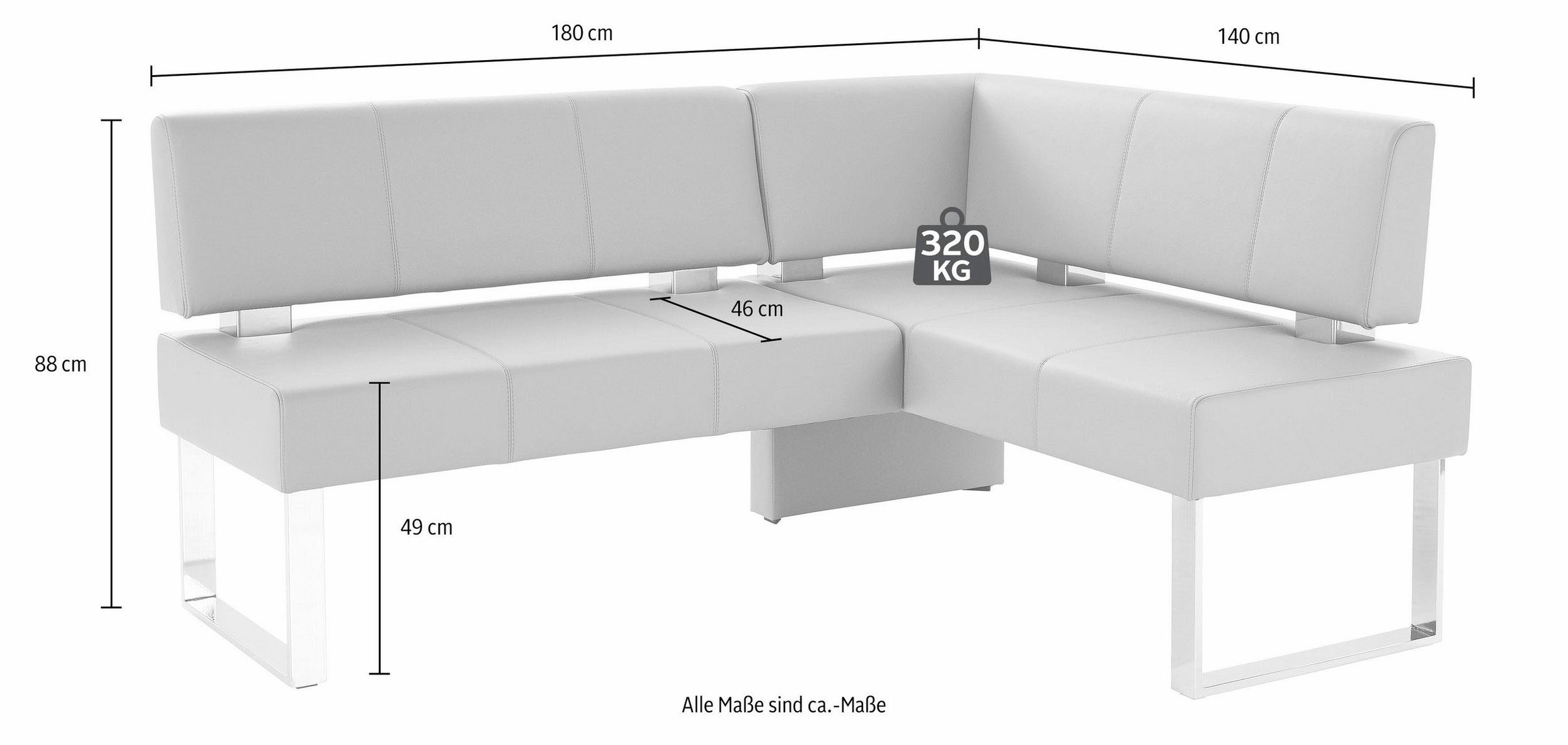 Home affaire Eckbank »Rab«, in 2 Breiten (180 oder 200 cm), Bezug in  verschiedenen Qualitäten versandkostenfrei auf | Sitzbänke