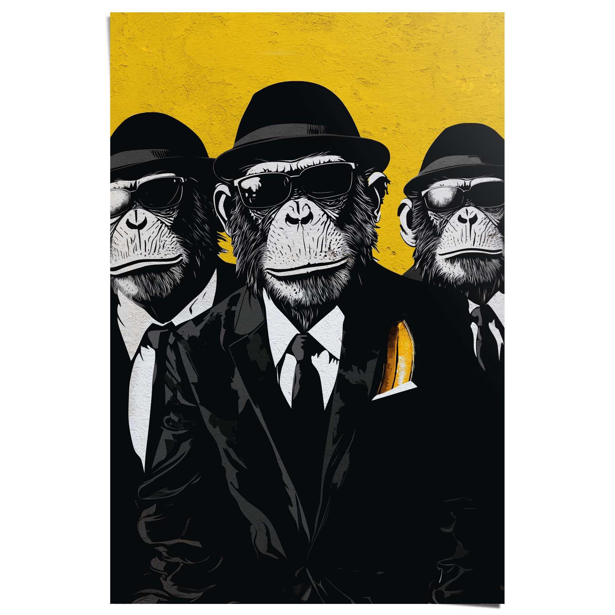 Image of Reinders Poster "Gangster Brothers" Teenager Zimmer - Schwarz - 150 gr. Papier - Tiere - 61x91,5 cm
