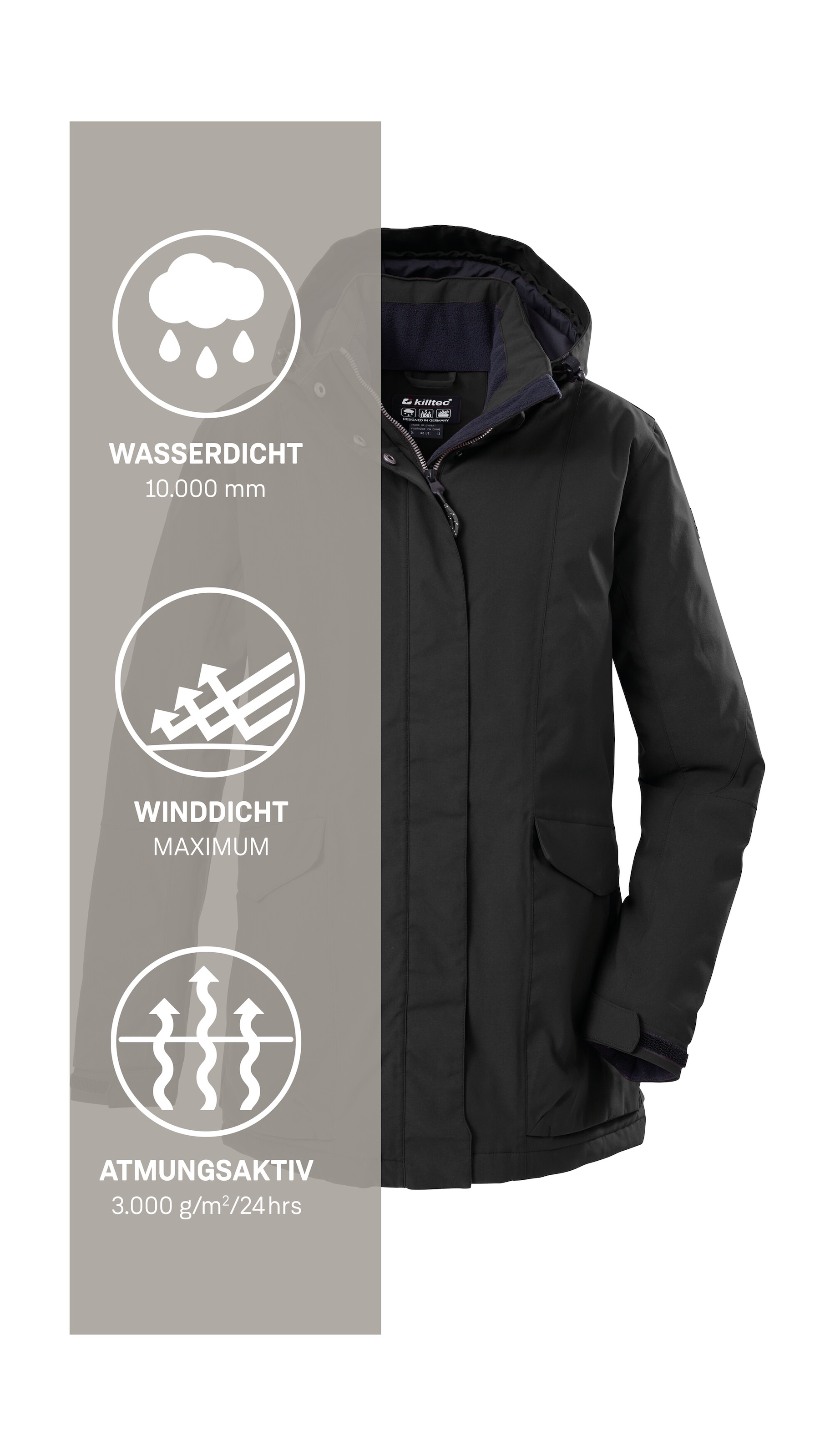 Killtec Veste fonctionnelle »Damen Jacke« Wasserdichte, atmungsaktive Damenjacke mit abnehmbarer Kapuze