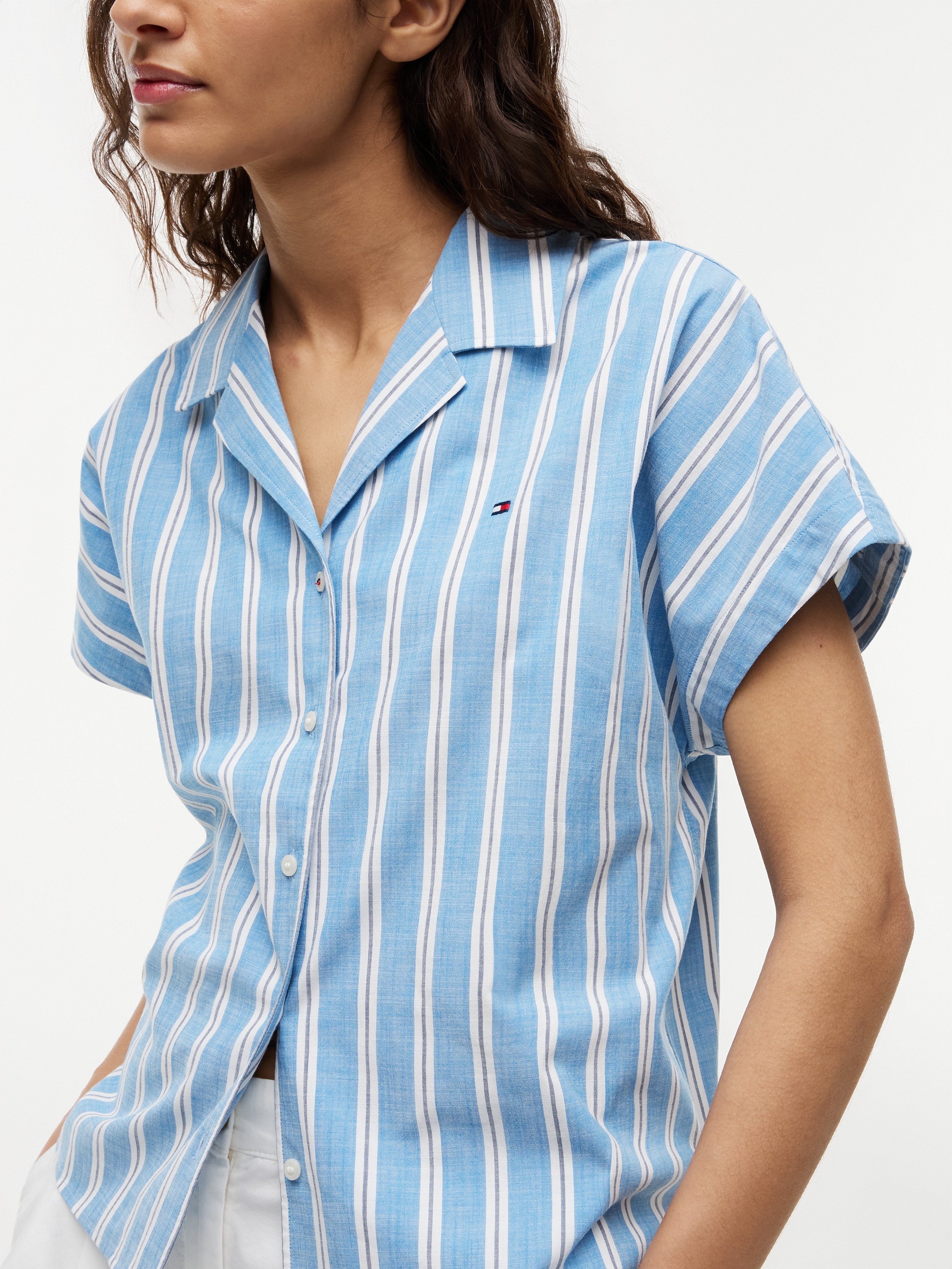 Tommy Hilfiger Kurzarmbluse »SUMMER COTTON SS SHIRT« Baumwollmischung