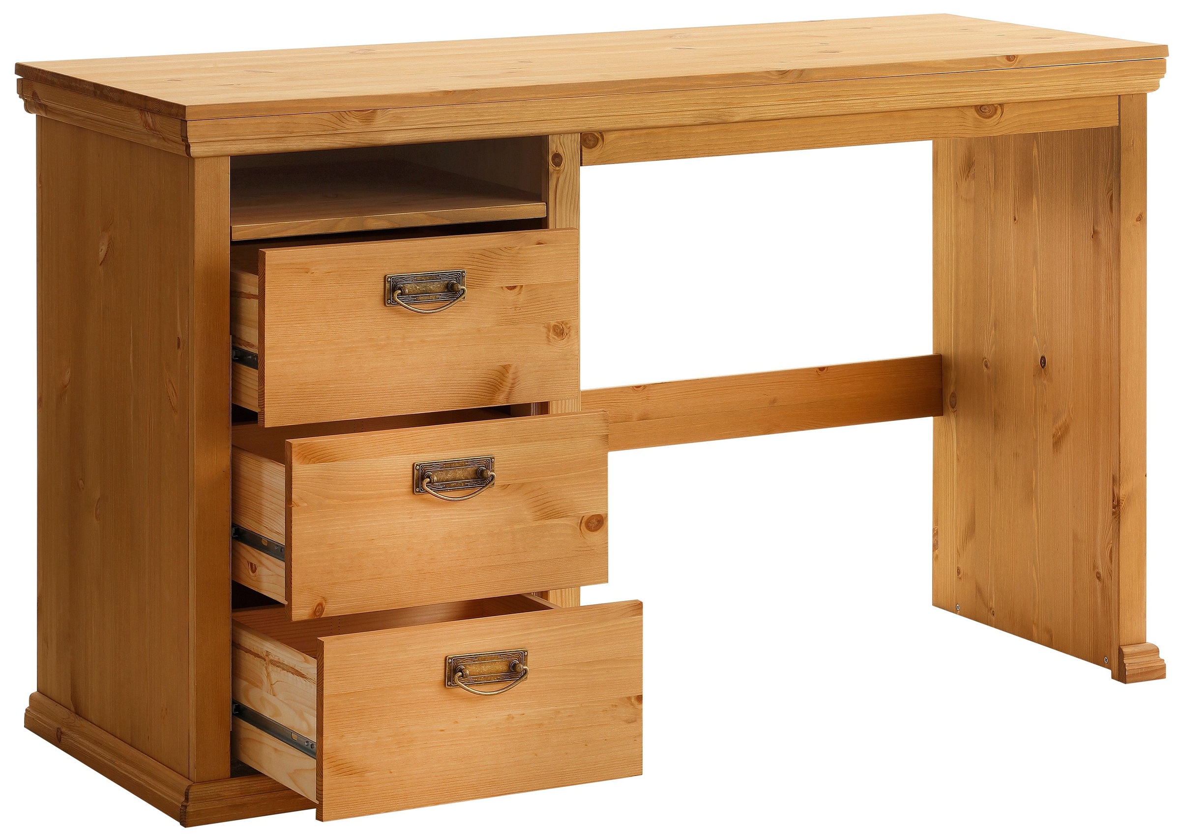 Image of GOODproduct Schreibtisch "Konrad" aus zertifiziertem Massivholz, mit Schubladen, Breite 129 cm
