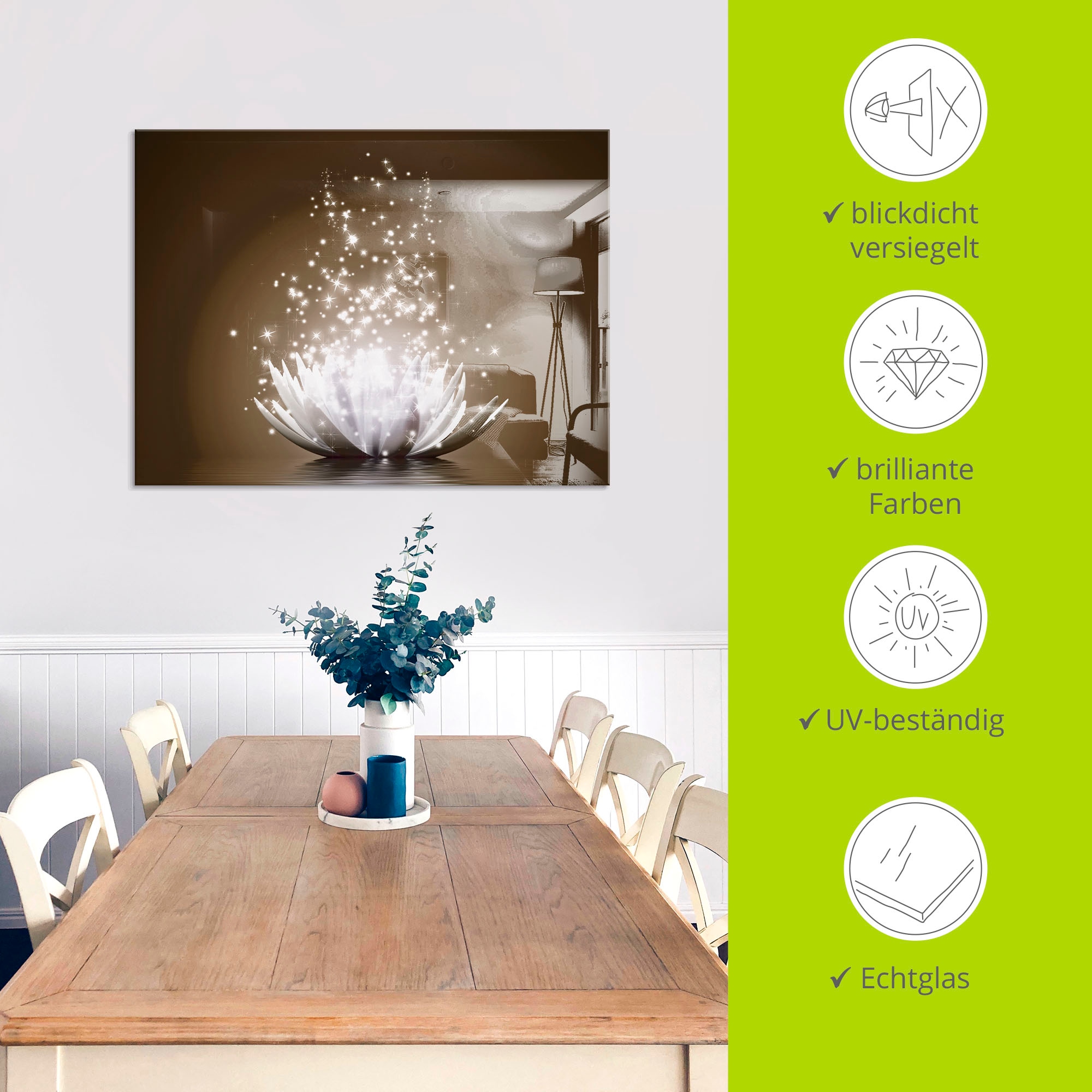 Artland Glasbild »Magie der Lotus-Blume«, Blumen, (1 St.), in verschiedenen Grössen