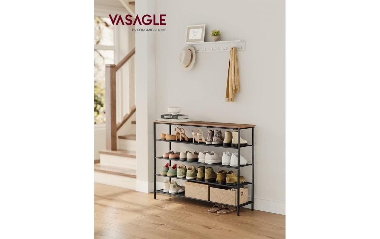 VASAGLE Schuhregal »VASAGLE Schuhgestell 29 x 120 cm, Braun/Schwarz«