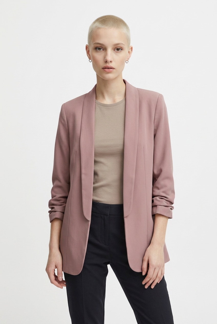 pieces Blazer chemisier »PCBOSELLA 3/4 BLAZER NOOS« mélange de matériaux, coupe régulière