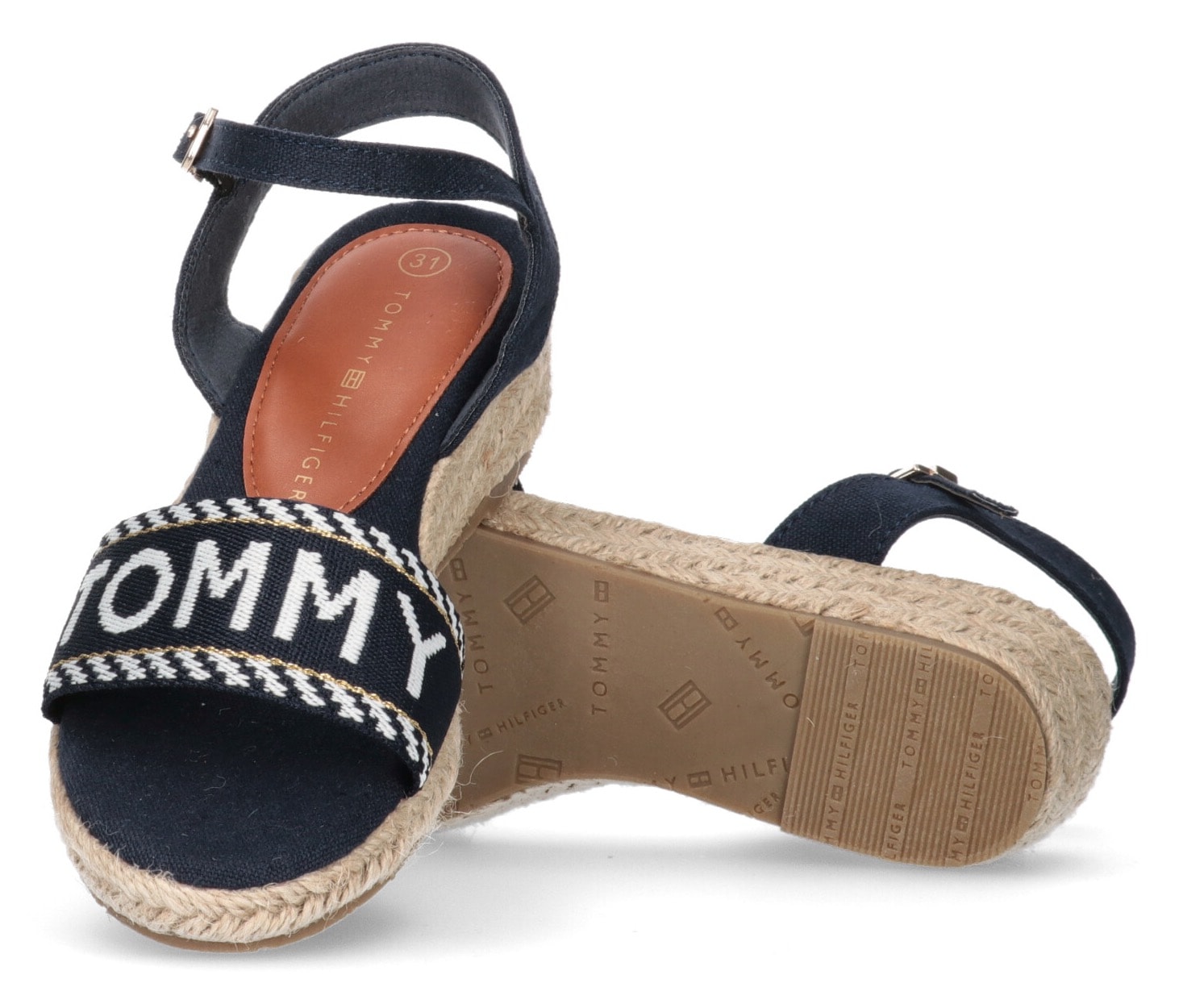 Tommy Hilfiger Sandale »ROPE WEDGE SANDAL«, Sommerschuh, Sandalette, Keilabsatz, mit kleinem Keilabsatz