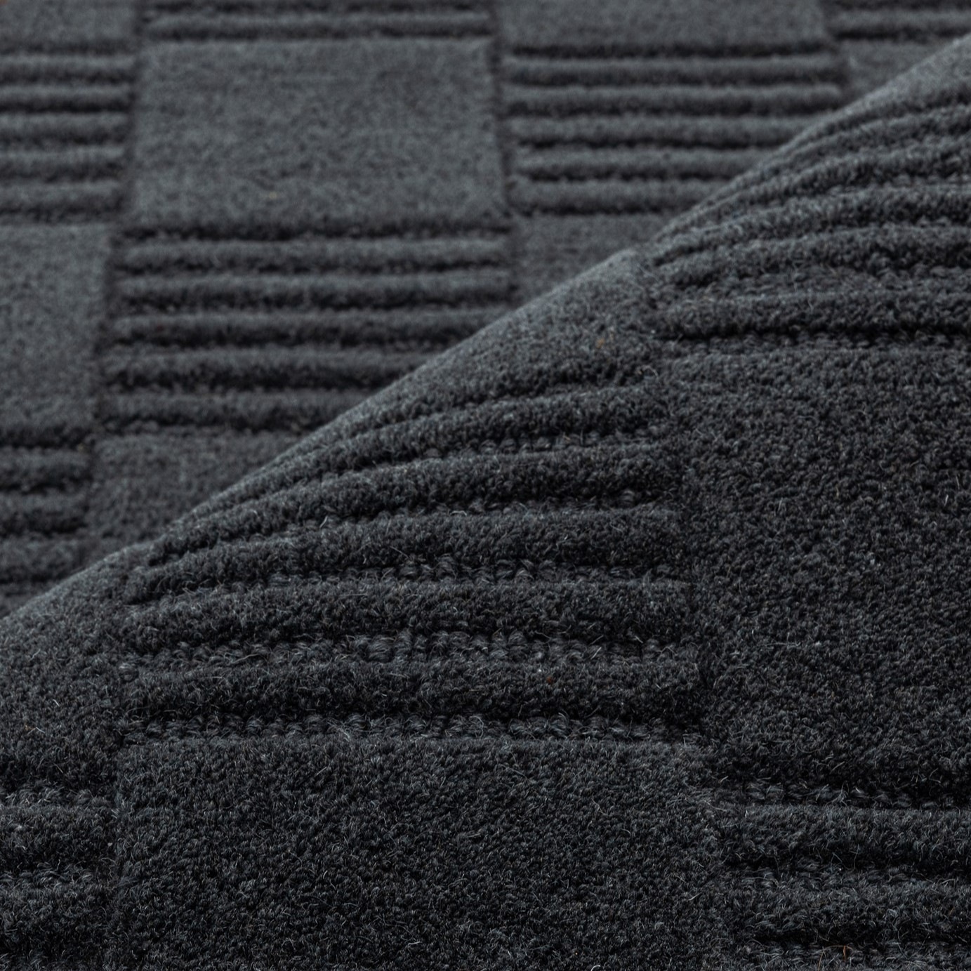 my home Wollteppich »Motala, Handgefertigt, Wolle, Hoch-Tief-Effekt,« rechteckig 14 mm Höhe einfarbig, 3D-Design, Wohnzimmer, Schlafzimmer, Esszimmer