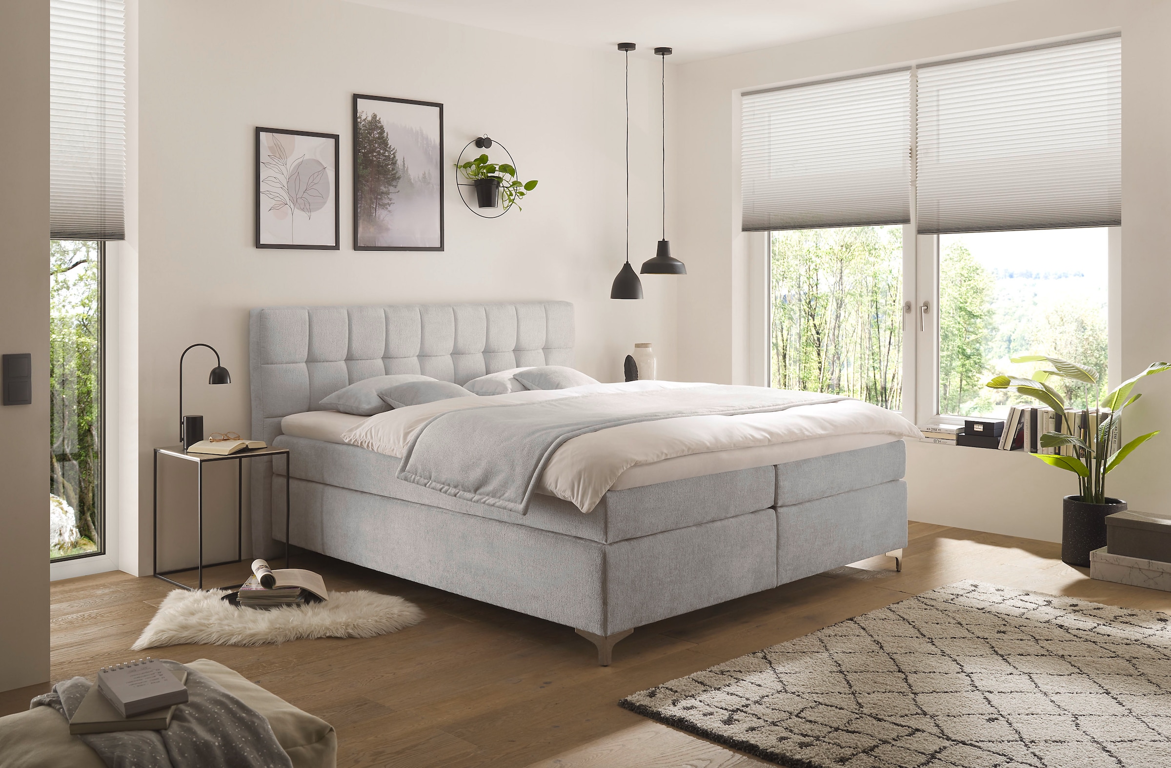 hapo Lit boxspring »Neyla erhältlich in den Breiten 100, 160, 180 & 200cm« disponible en différentes qualités de matelas, degrés de fermeté et couleurs