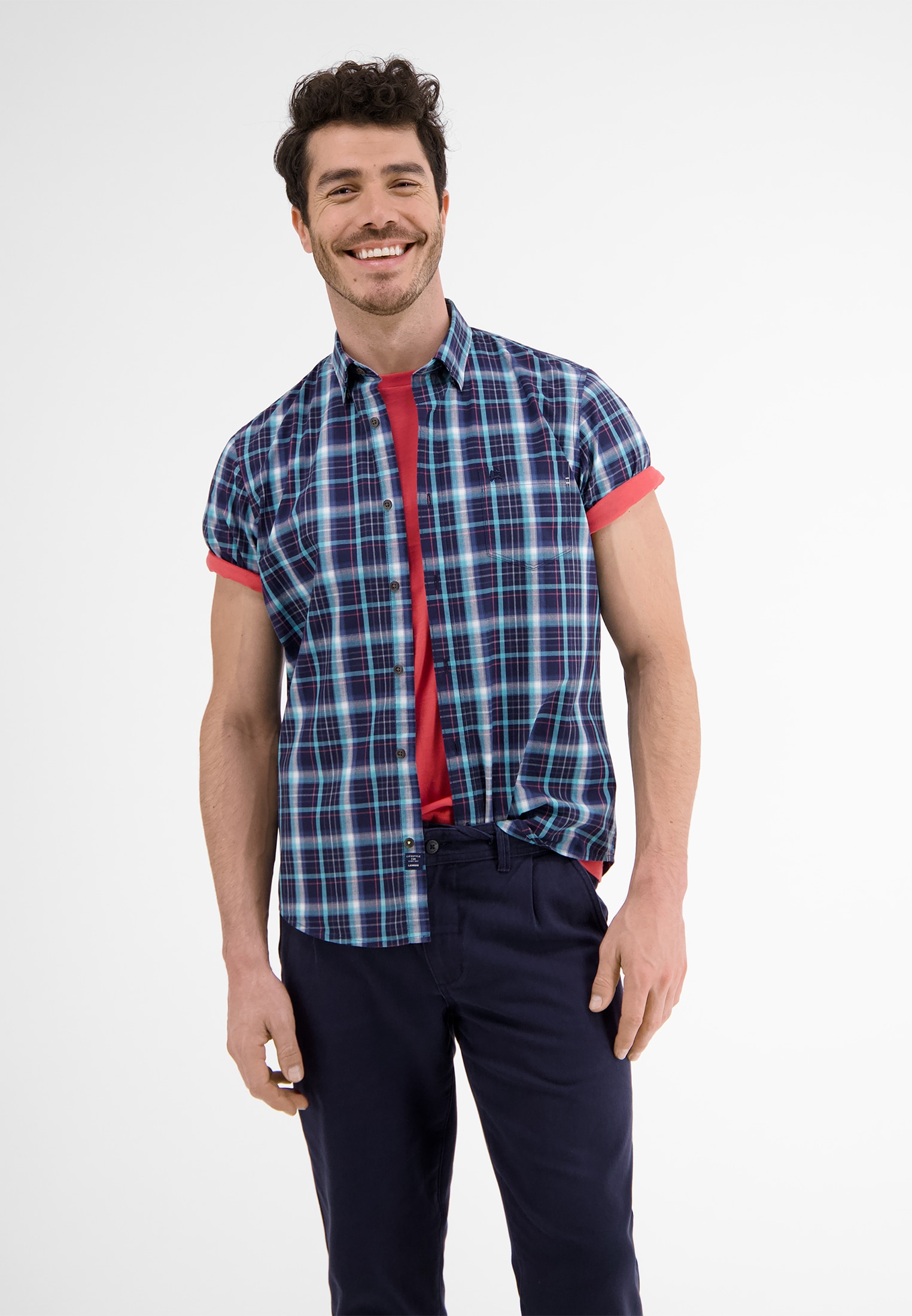 LERROS Chemise à manches courtes »Halbarmhemd *Poplin Check*«