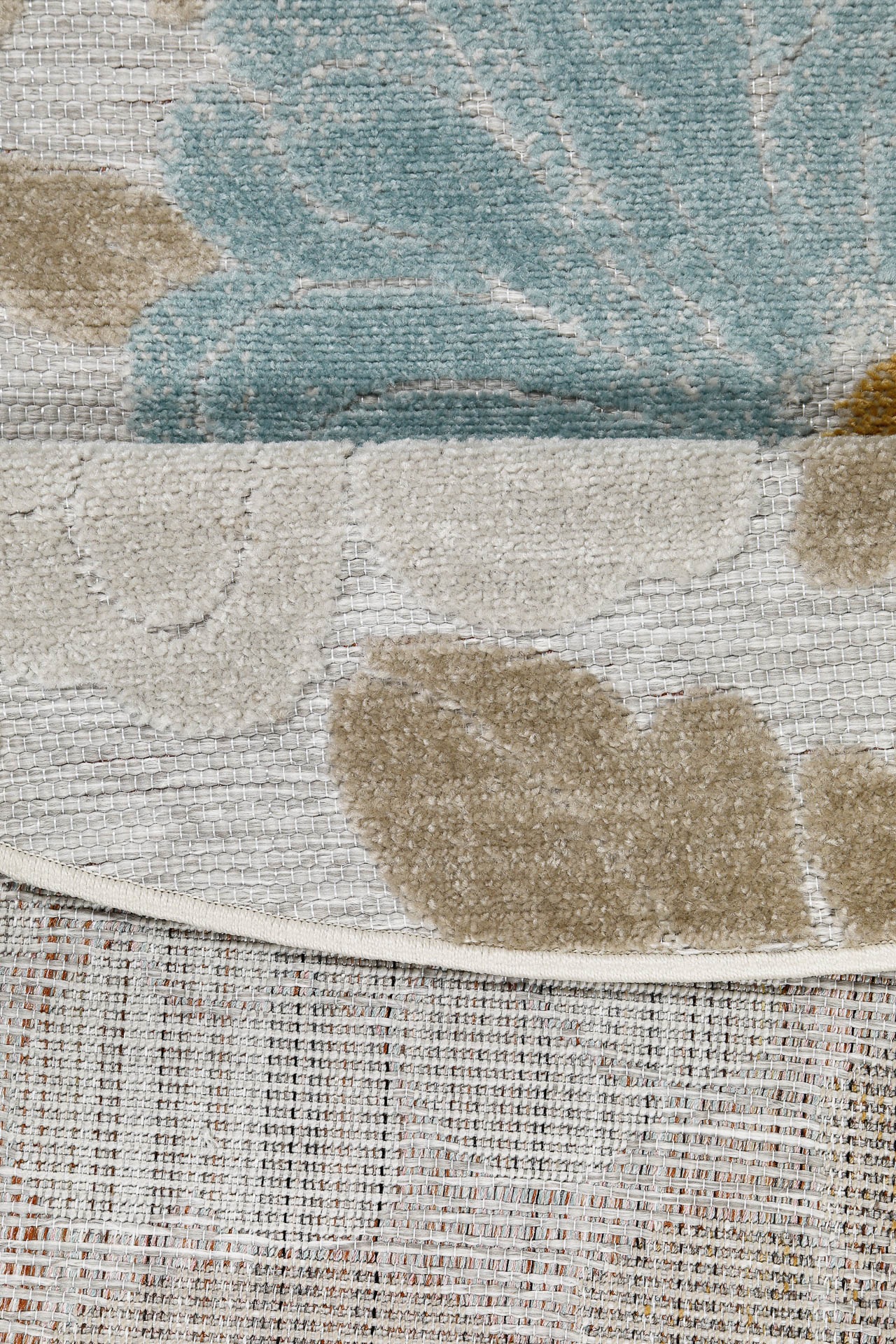 Wecon home Outdoorteppich »Beach Flower«, rund, 5 mm Höhe, für Innen & Aussen, strapazierfähig, pflegeleicht, Hoch-Tief Effekt