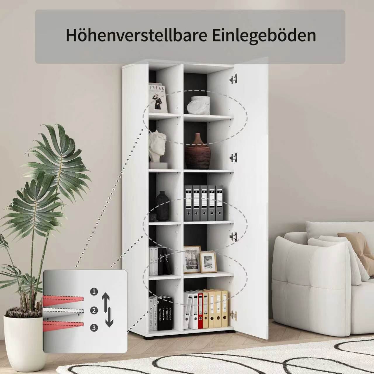 GOODproduct Armoire de classement »Moid, moderner Mehrzweckschrank,« dimensions : 64,5x41,5x175 cm, 5 compartiments avec beaucoup d'espace de rangement