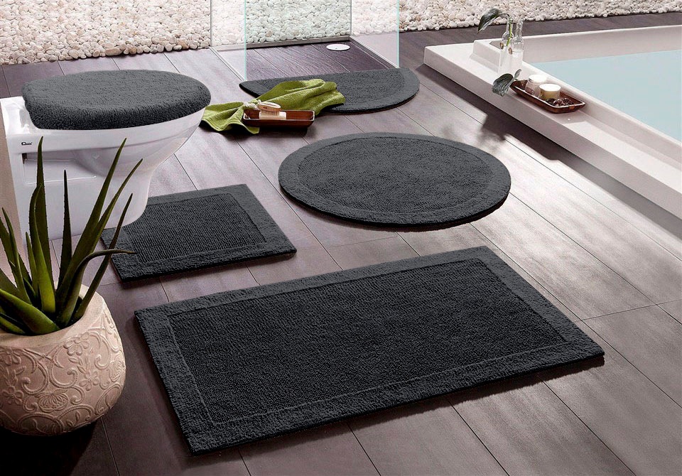 Image of GOODproduct Badematte "Kapra 1, Badvorleger, Badezimmer Teppich" Höhe 14 mm beidseitig nutzbar fussbodenheizungsgeeignet strapazierfähig mit Bordüre, Badteppich, Badematte, Baumwolle