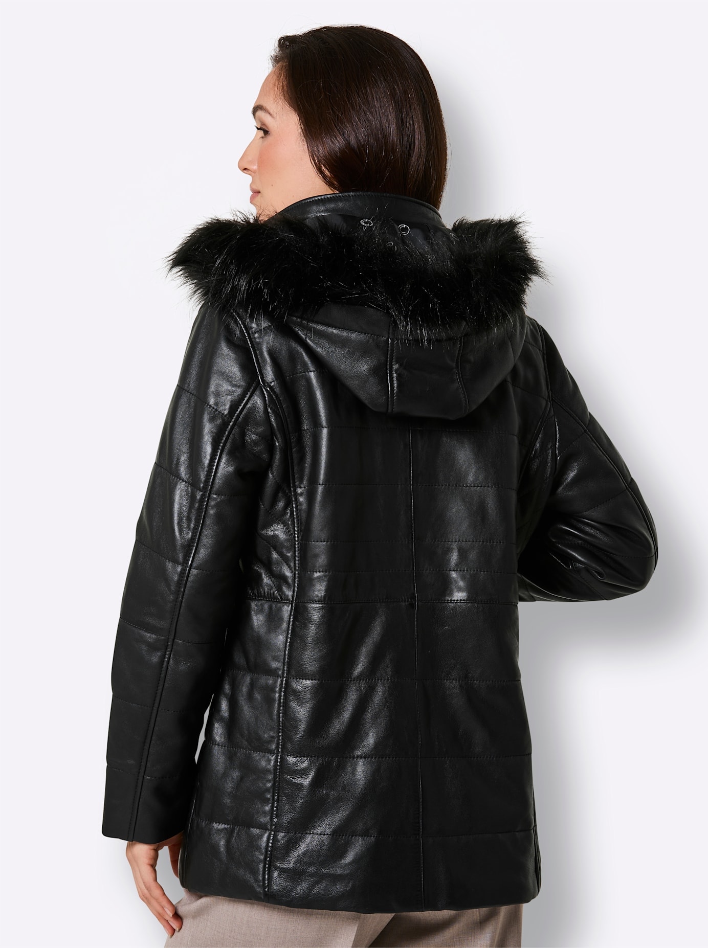 Mainpol Lederjacke mit Kapuze