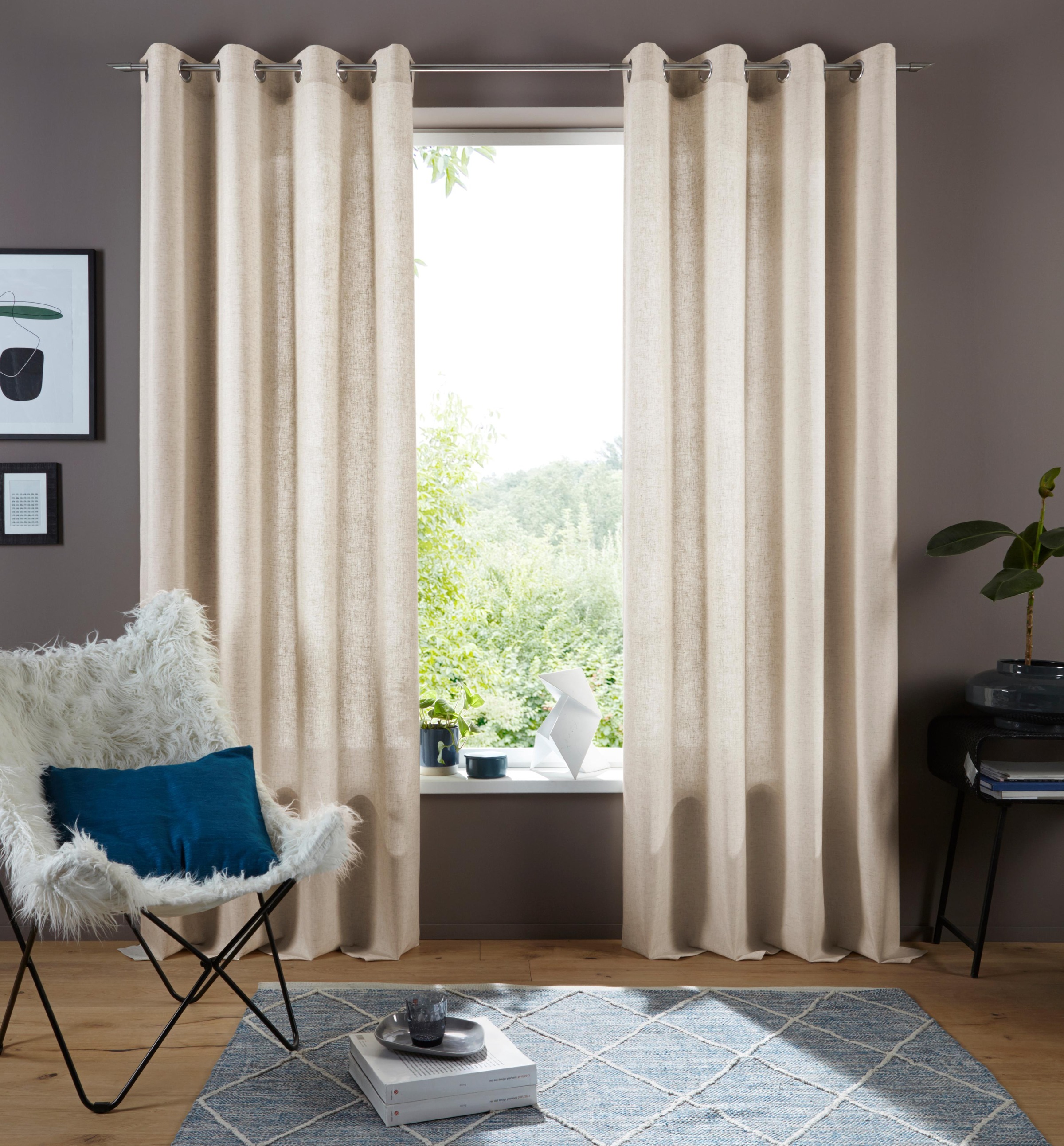 Image of GOODproduct Gardine "Rudy" Ösen 1 Stk. tlg. Halbtransparent, Leinenlook, Polyester-Leinen-Mischung