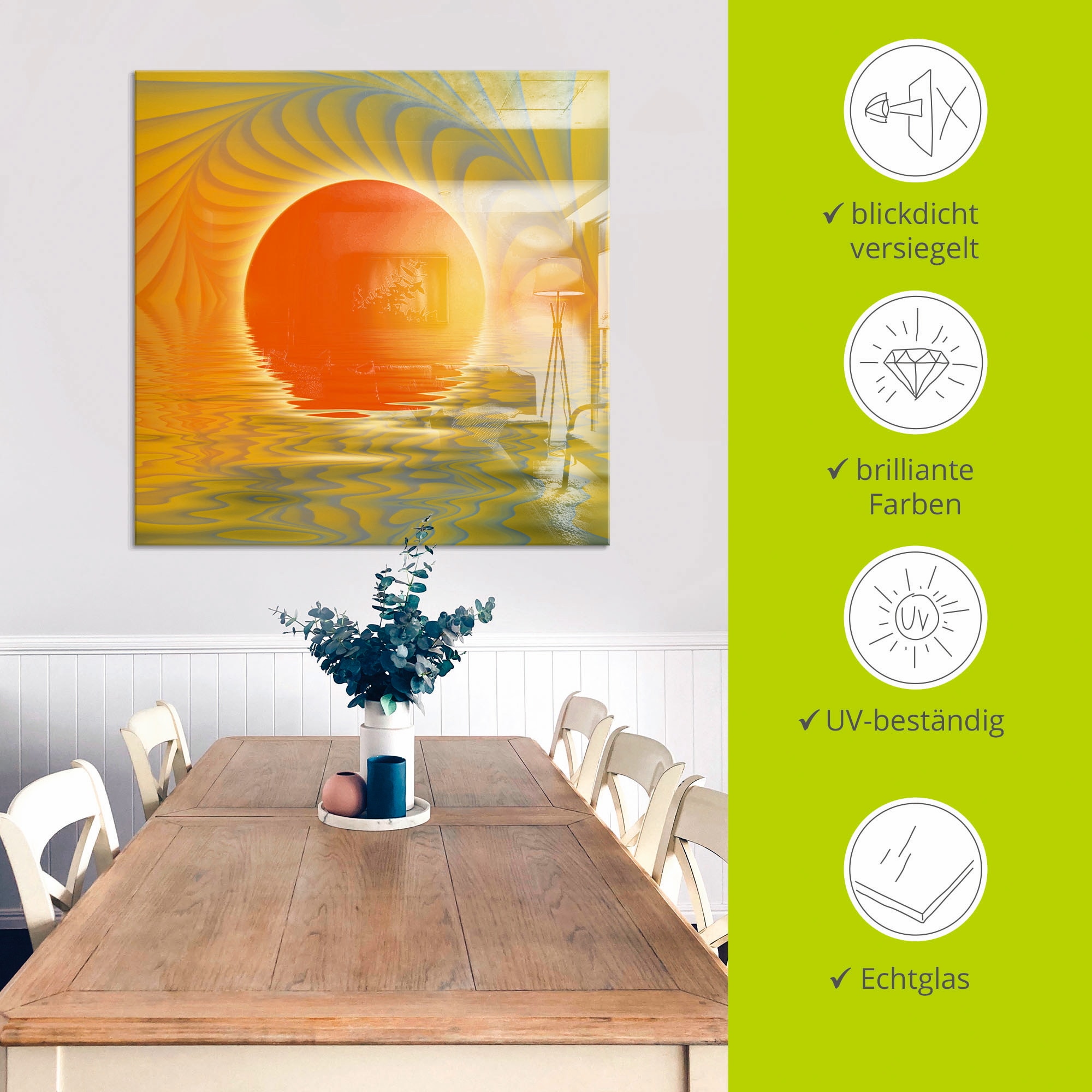 Artland Tableau en verre »Abstrakter Sonnenuntergang« 1 cuis tlg. in verschiedenen Grössen