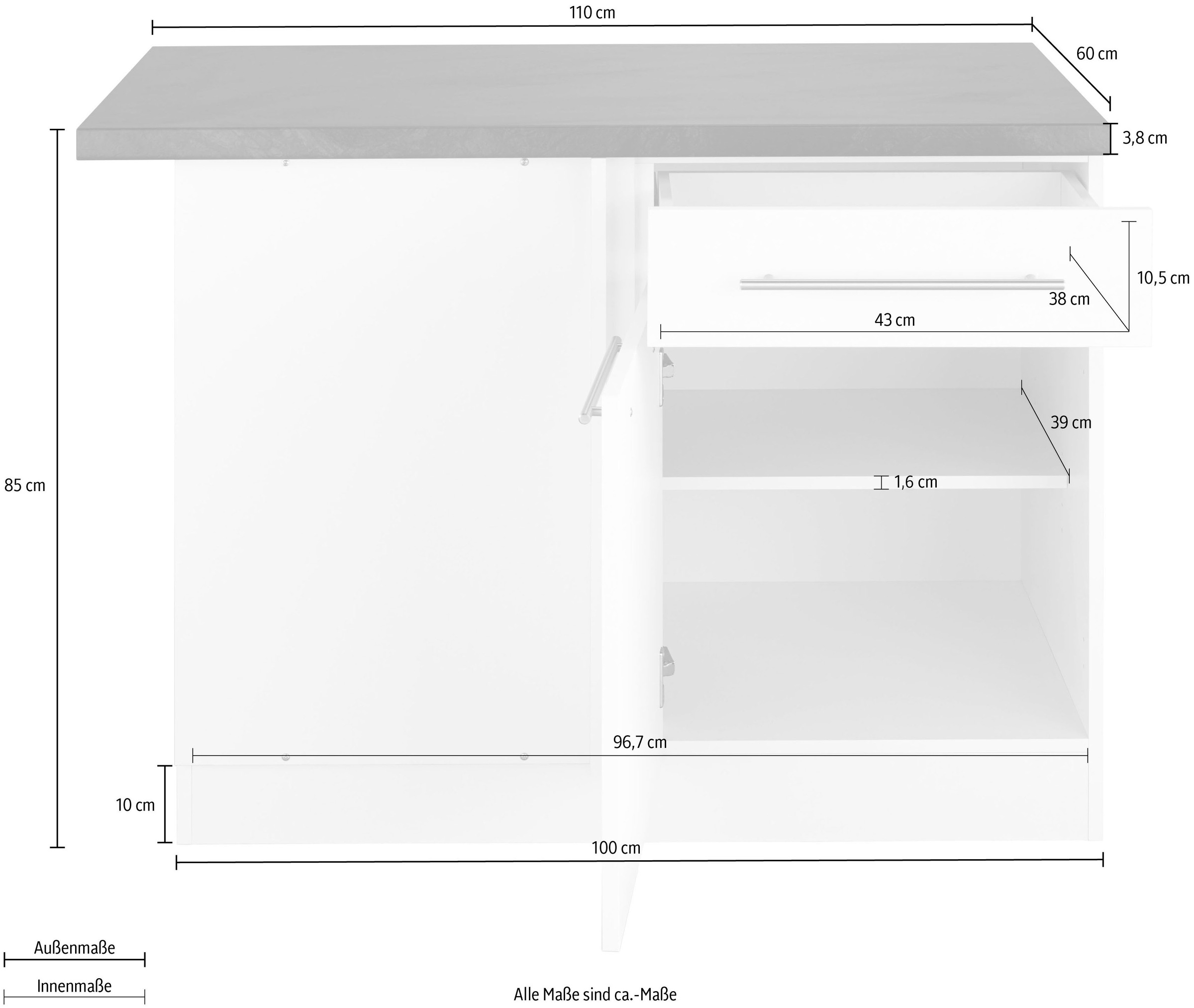 wiho Küchen Eckunterschrank »Unna«, 110 cm breit
