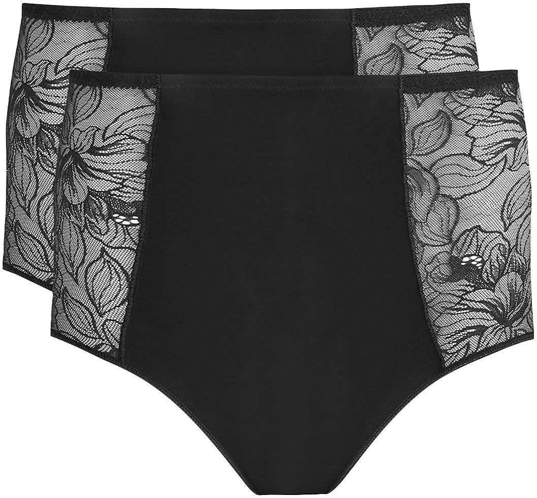 Image of Nina Von C. High-Waist-Slip ""Cotton Shape"" 2er Pack, eng, elastisch, bequem, feminin, mit Spitze, Baumwollmix