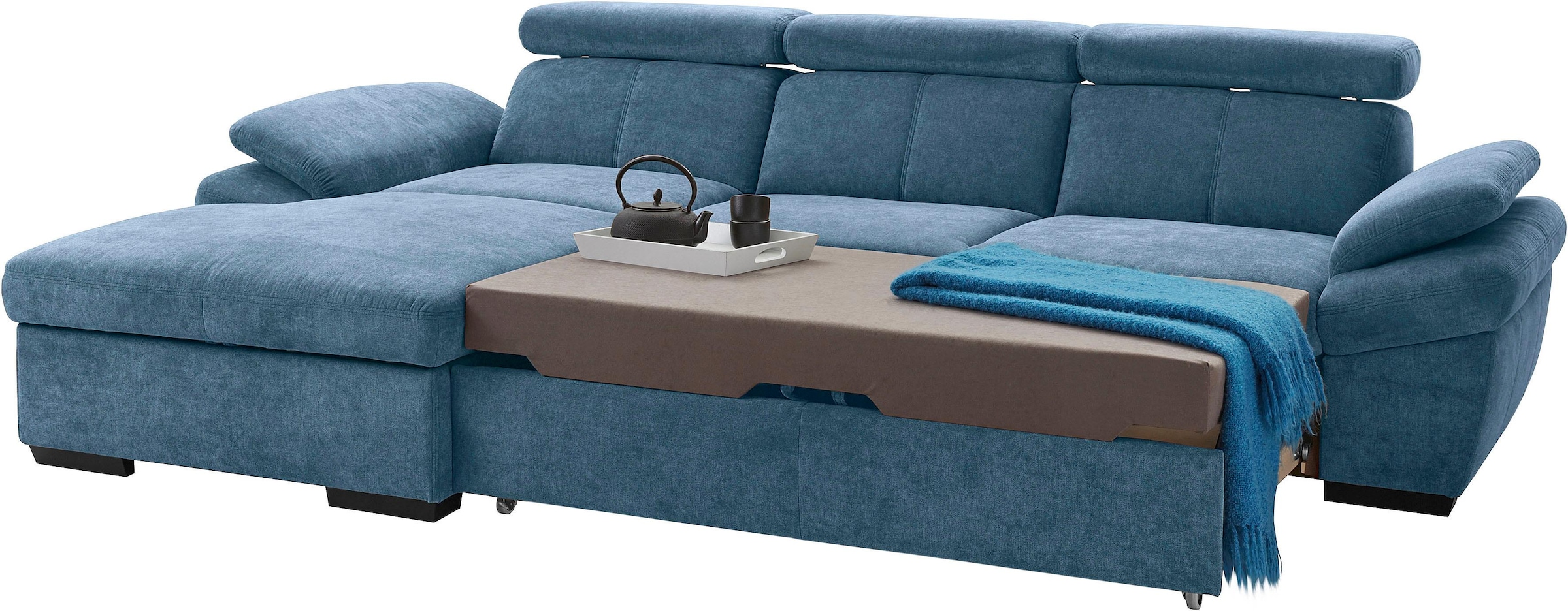 exxpo - sofa fashion Ecksofa »Salerno, inkl. Kopf- und Armteilverstellung, elegant & bequem, L-Form«, wahlweise mit Bettfunktion und Bettkasten, tolle Detailverarbeitung