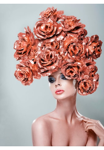 Acrylglasbild »Frau mit Blumenhut«