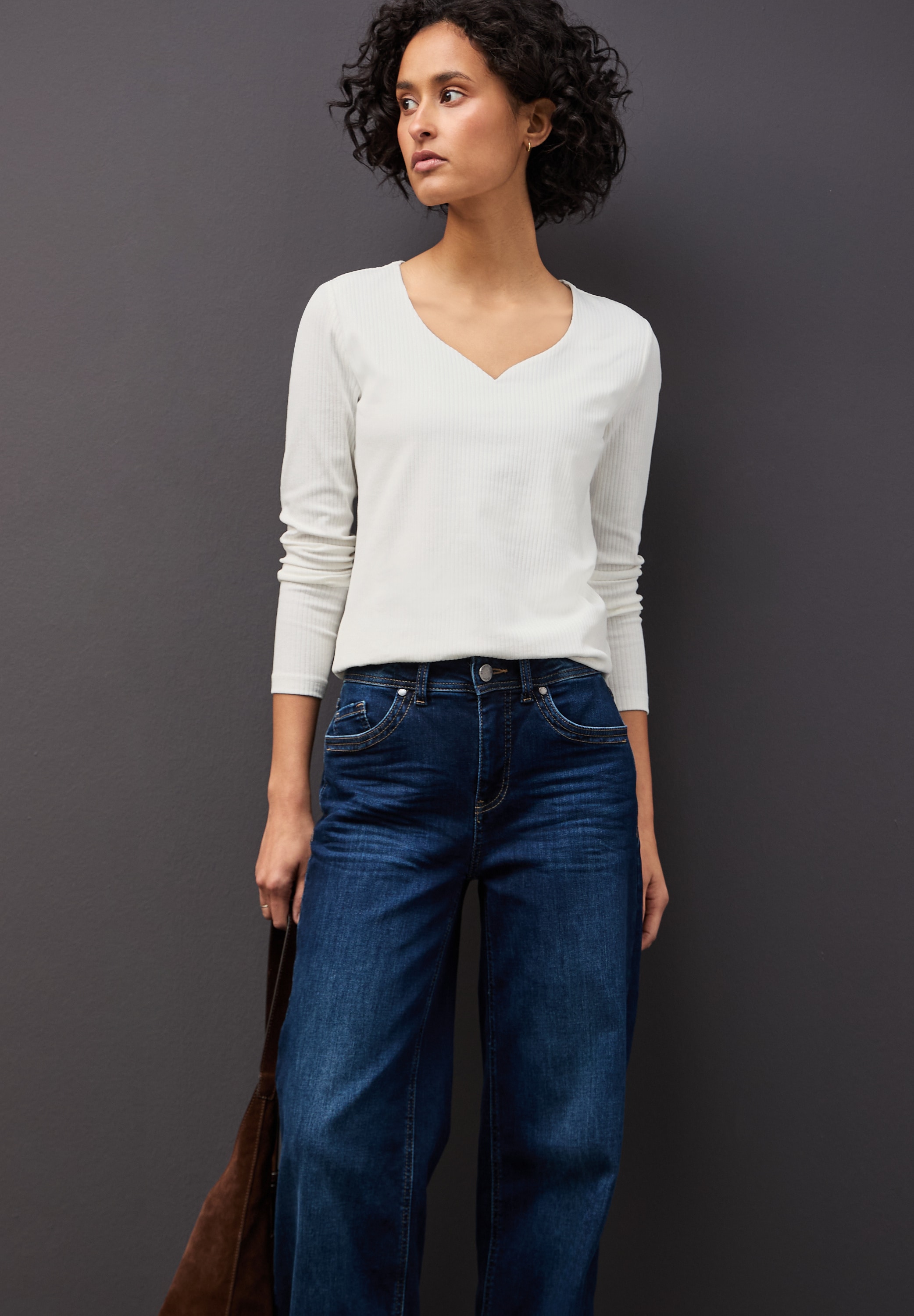 Image of STREET ONE Langarmshirt mit Herzausschnitt