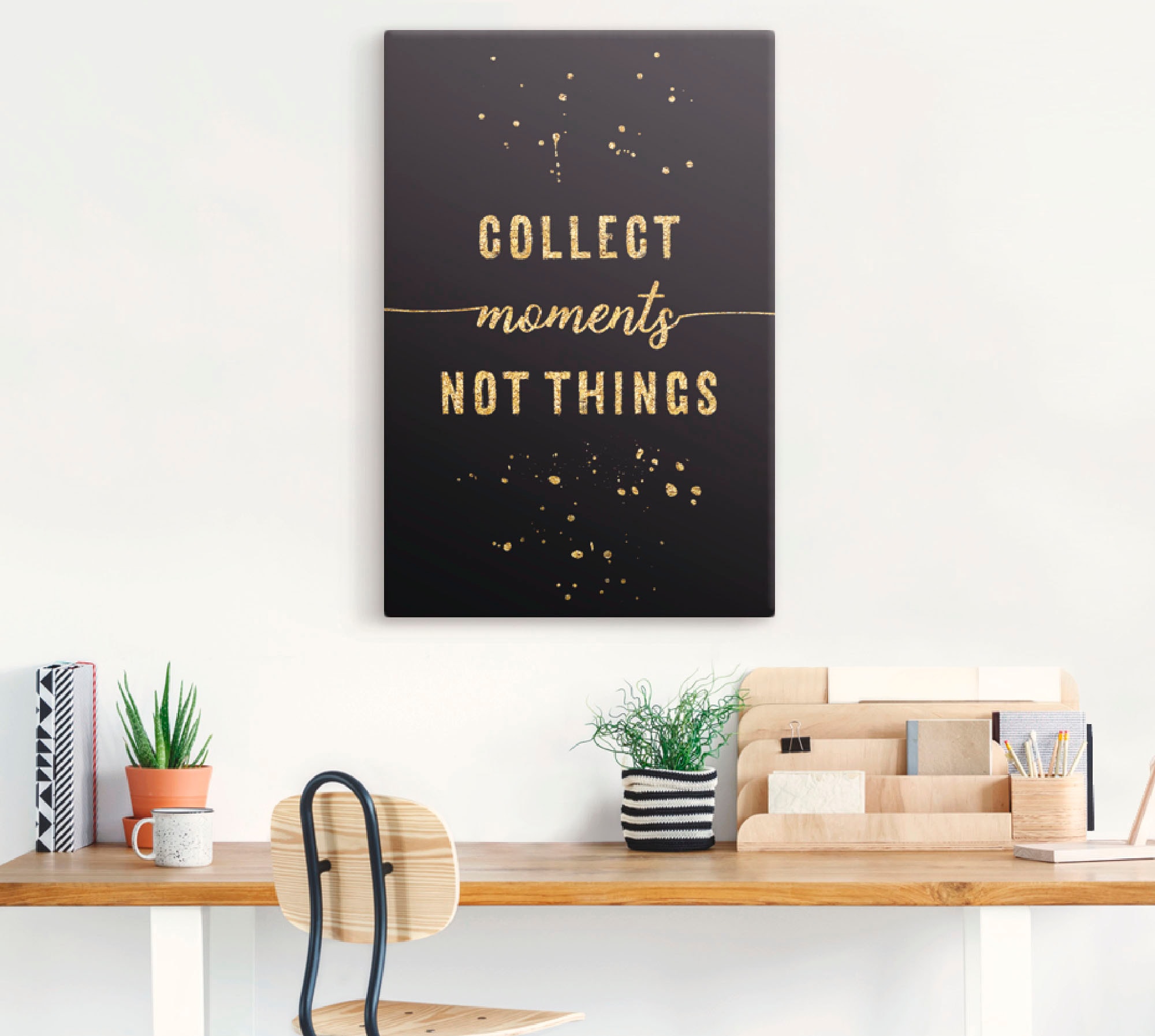 Artland Wandbild »GOLD Sammle Momente, keine Dinge«, Sprüche & Texte, (1 St.), als Leinwandbild, Poster in verschied. Grössen