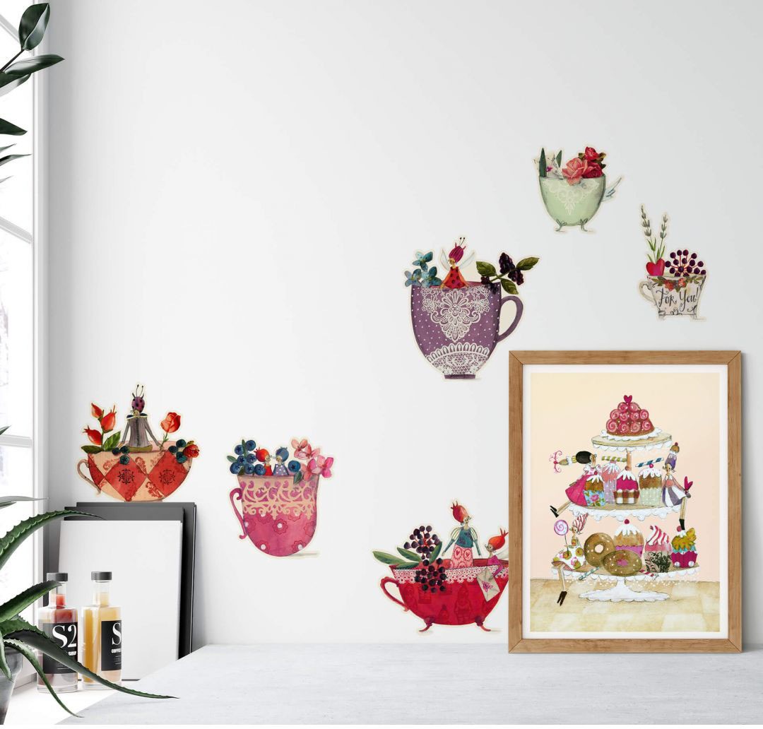 Image of Wall-Art Wandtattoo »Bunte Blumen Fee Tassen«, (1 St.) bei Ackermann Versand Schweiz