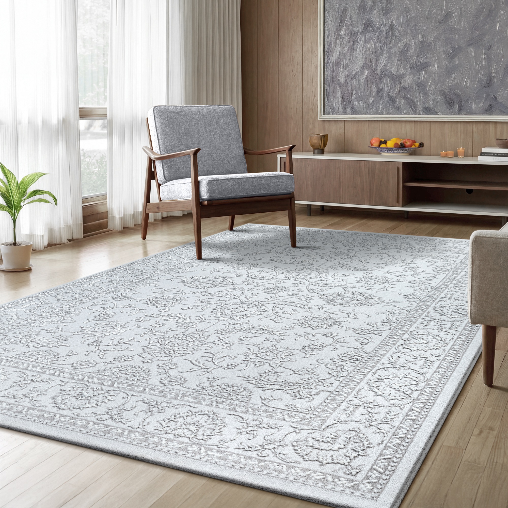 Sanat Teppich »Harmony 3221, auch als Läufer und rund« rechteckig 12 mm Höhe Wohnzimmer, Kurzflor, modern,  Orient Optik, Schlafzimmer