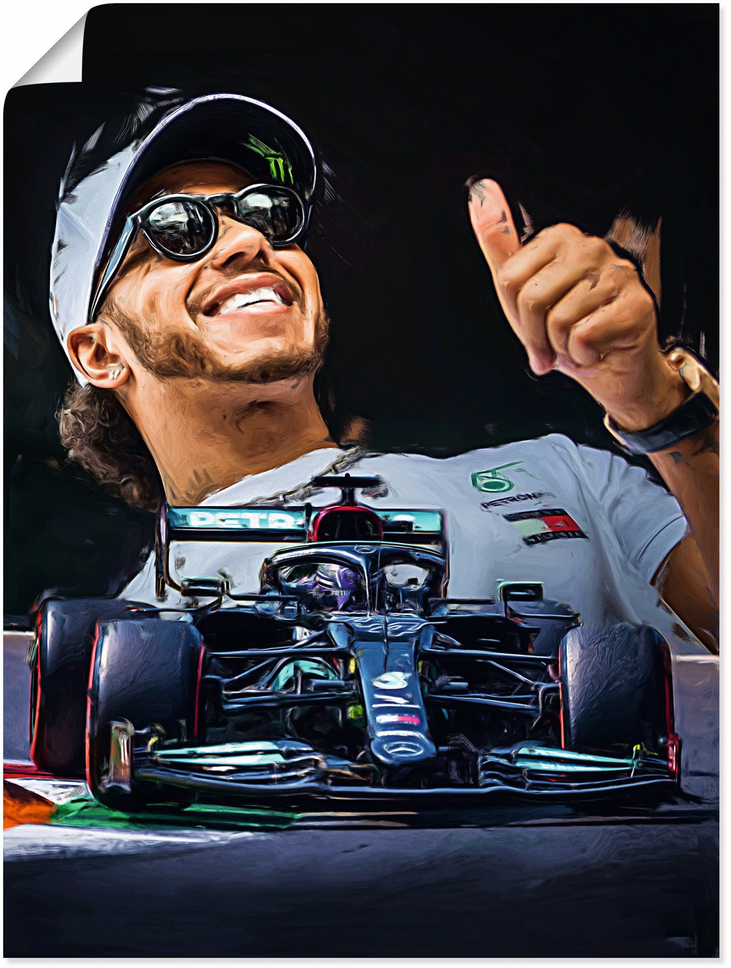 Wandbild »Sir Lewis Hamilton alias LH44«, Auto, (1 St.), als Alubild, Outdoorbild,...