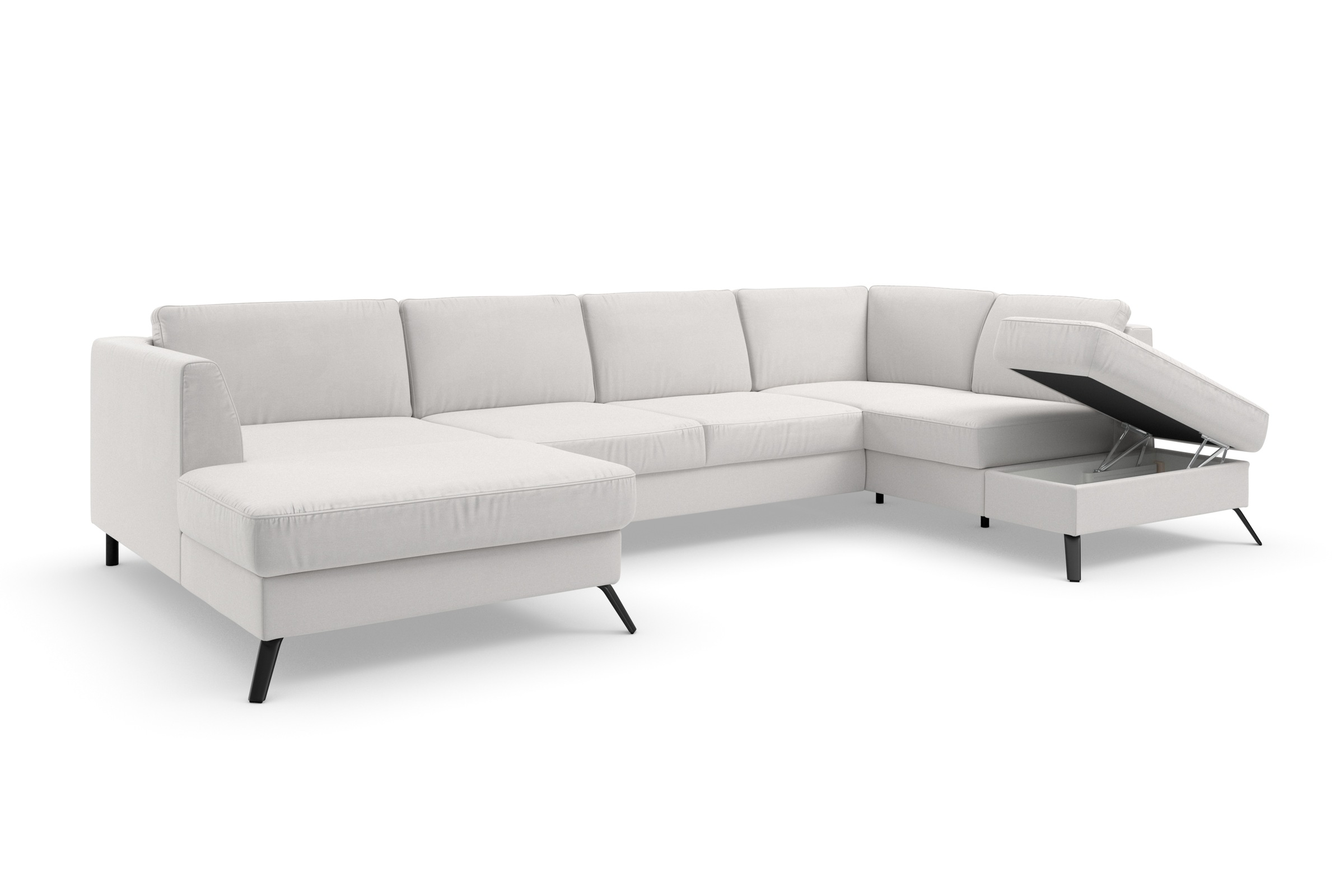 sit&more Wohnlandschaft »Olsen U-Form«, inklusive Sitztiefenverstellung, wahlweise mit Bettfunktion, 15cm hoch