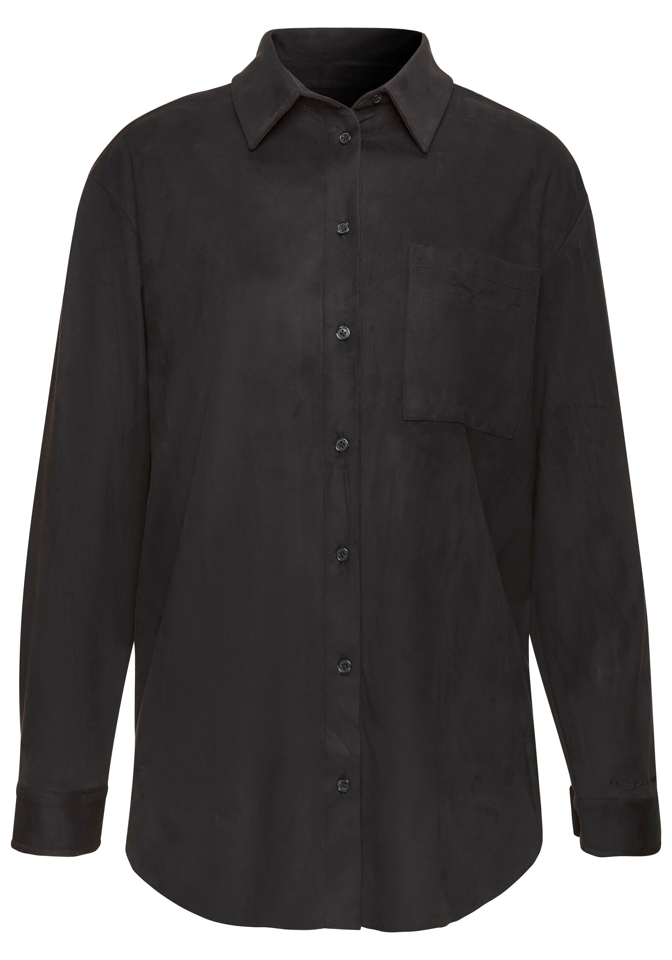 French Connection Langarmhemd aus Veloursleder-Imitat mit aufgesetzter Tasche, Loungewear