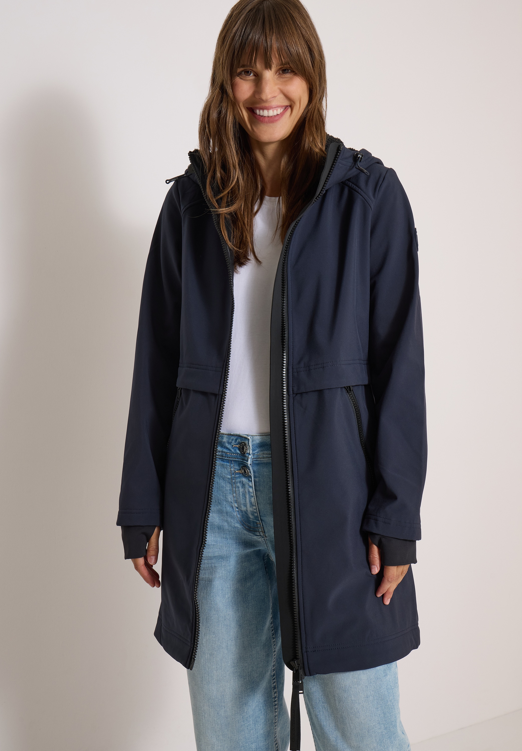 Cecil Manteau softshell avec capuche, déperlant, poches zippées
