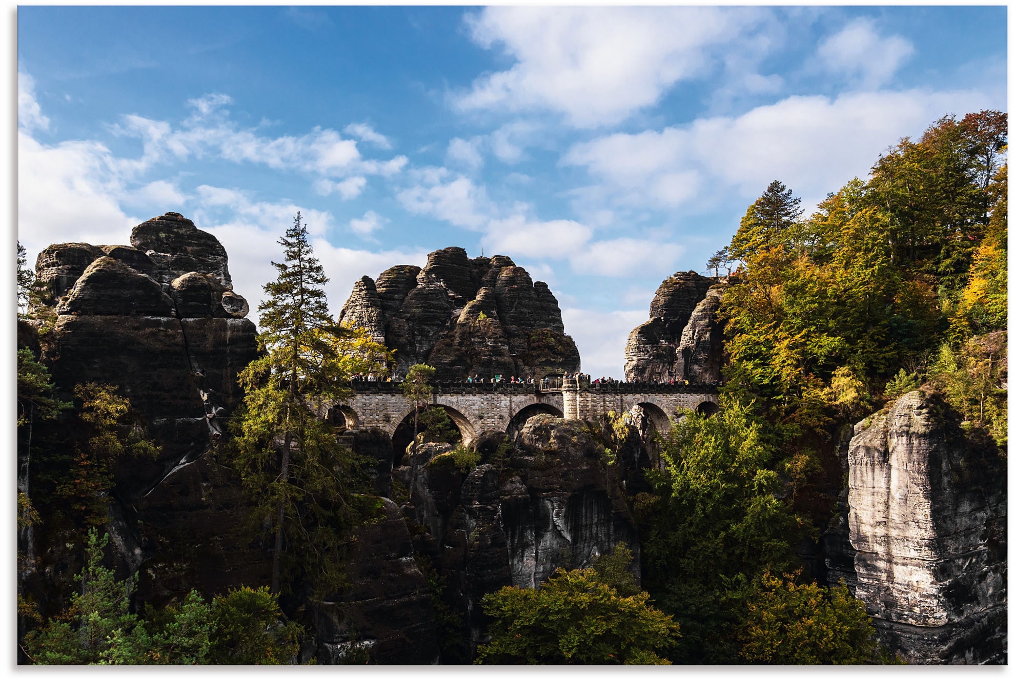 Artland Alu-Dibond-Druck »Bastei in der Sächsische Schweiz«, Berge & Alpenbilder, (1 St.), für Innen- und Aussenbereich geeignet, Outdoorbild