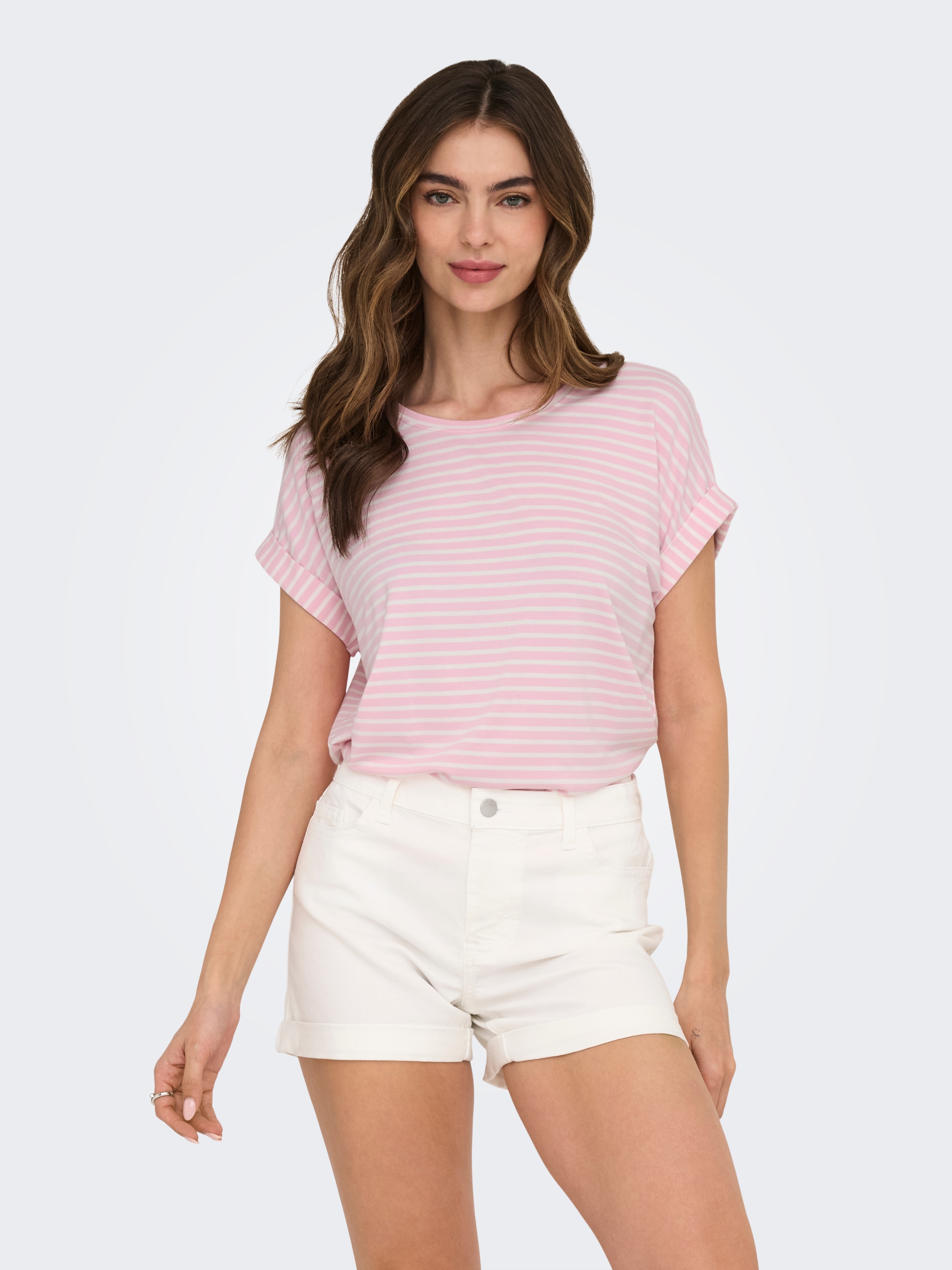 ONLY T-shirt à manches courtes »ONLMOSTER STRIPE S/S O-NECK TOP JRS NOOS« gestreift, lässig geschnitten, Jersey, Rundhals, Viskosemischung