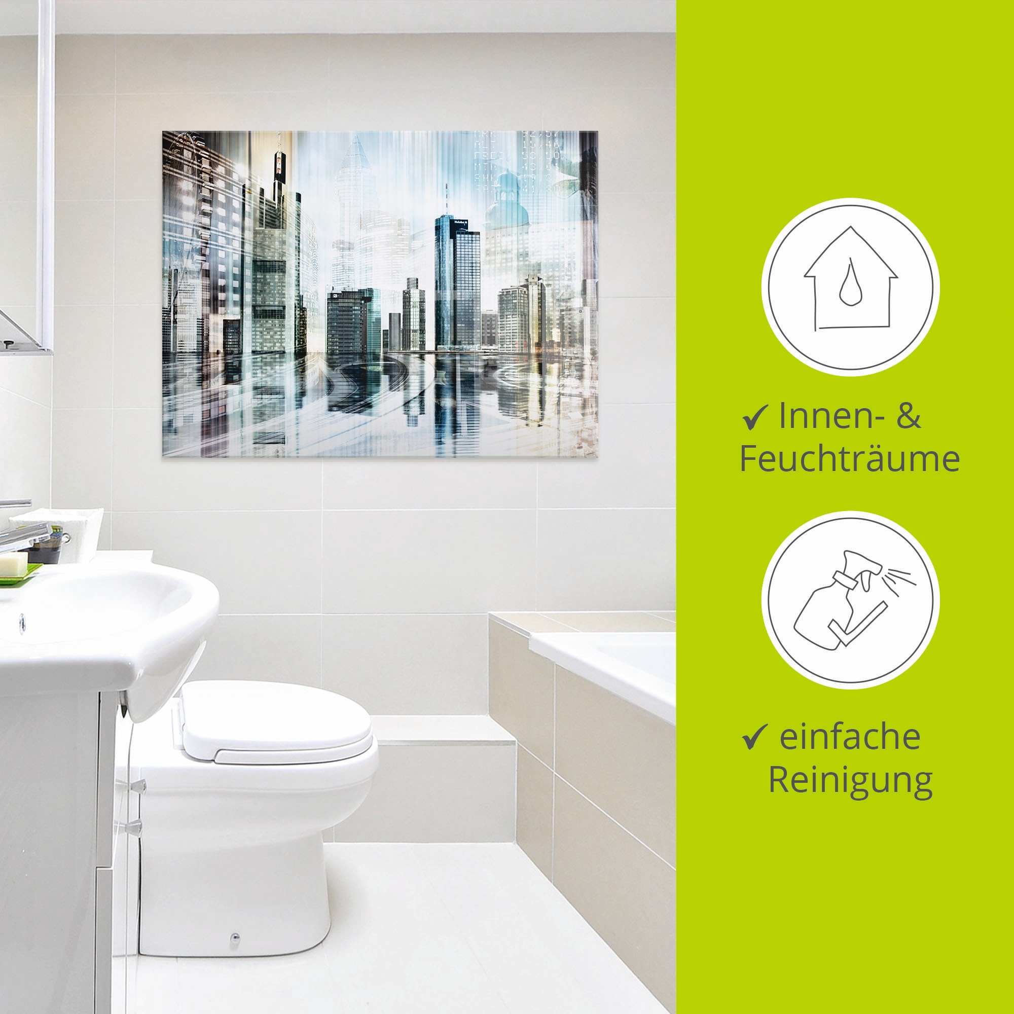 Artland Tableau en verre »Frankfurt Skyline Abstrakte Collage« 1 cuis tlg. in verschiedenen Grössen