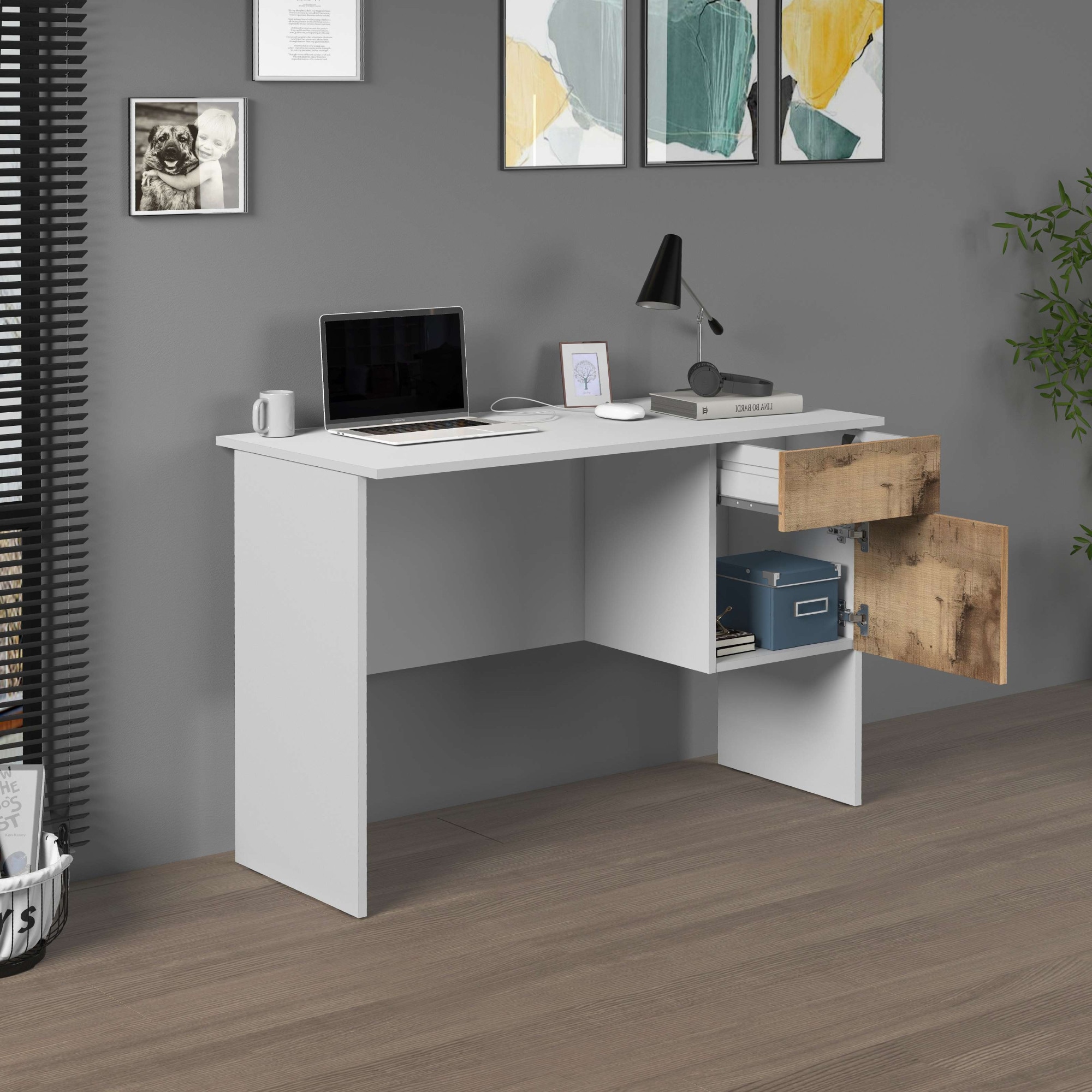 INOSIGN Schreibtisch »Coro, kleiner Computertisch, Bürotisch« mit 1 Tür & 1 Schublade, Breite 110 cm, Made in Italy