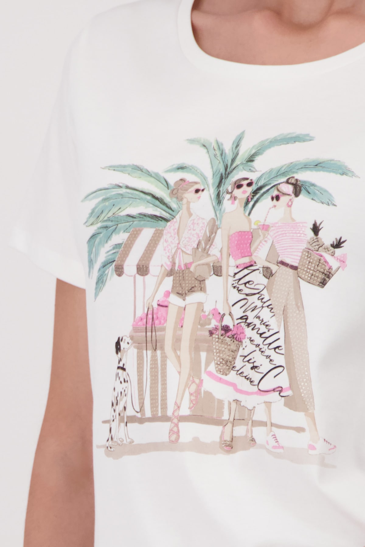Monari Shirt à col rond »Shirt Frauen gezeichnet« avec imprimé femme