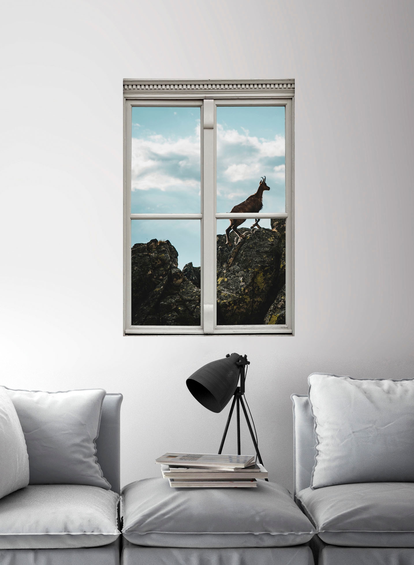 queence Wandsticker »Steinbock«, Wandsticker, Wandbild, selbstklebend, 3D, Fenster
