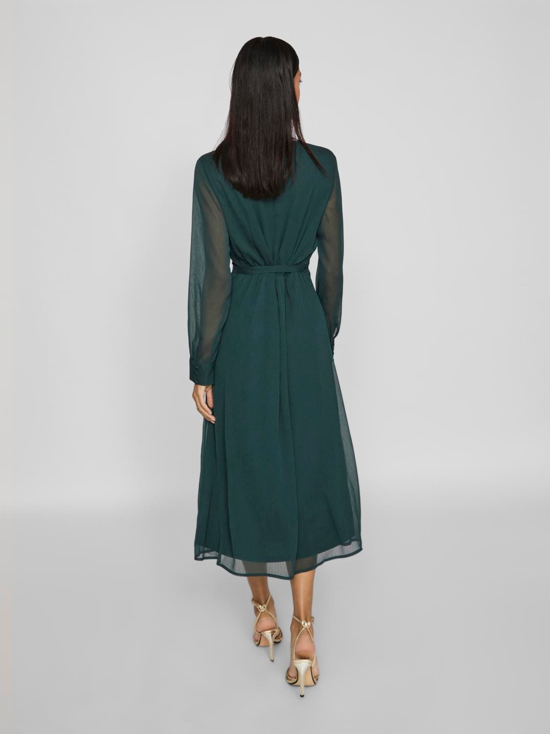 Vila Chiffonkleid »VIFALIA V-NECK L/S MIDI DRESS - NOOS« Kunstfaser, regular fit
