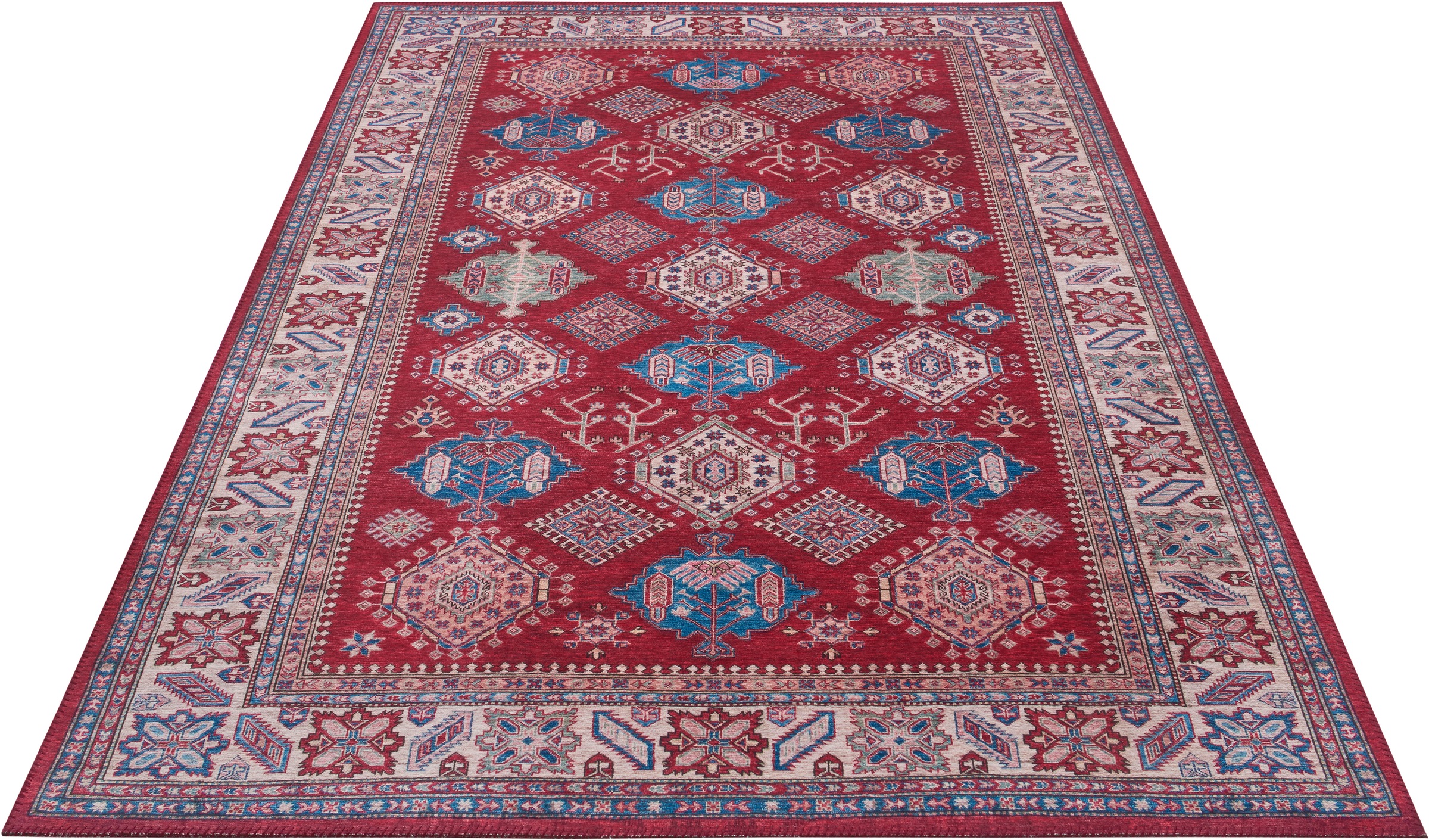 Image of NOURISTAN Teppich »Bedri Kazak«, rechteckig, 5 mm Höhe, Klassischer Teppich, Orient Optik, Vintage Design, Gekettelt, Wohnzimmer, Schlafzimmer, Robust, Pflegeleicht bei Ackermann Versand Schweiz