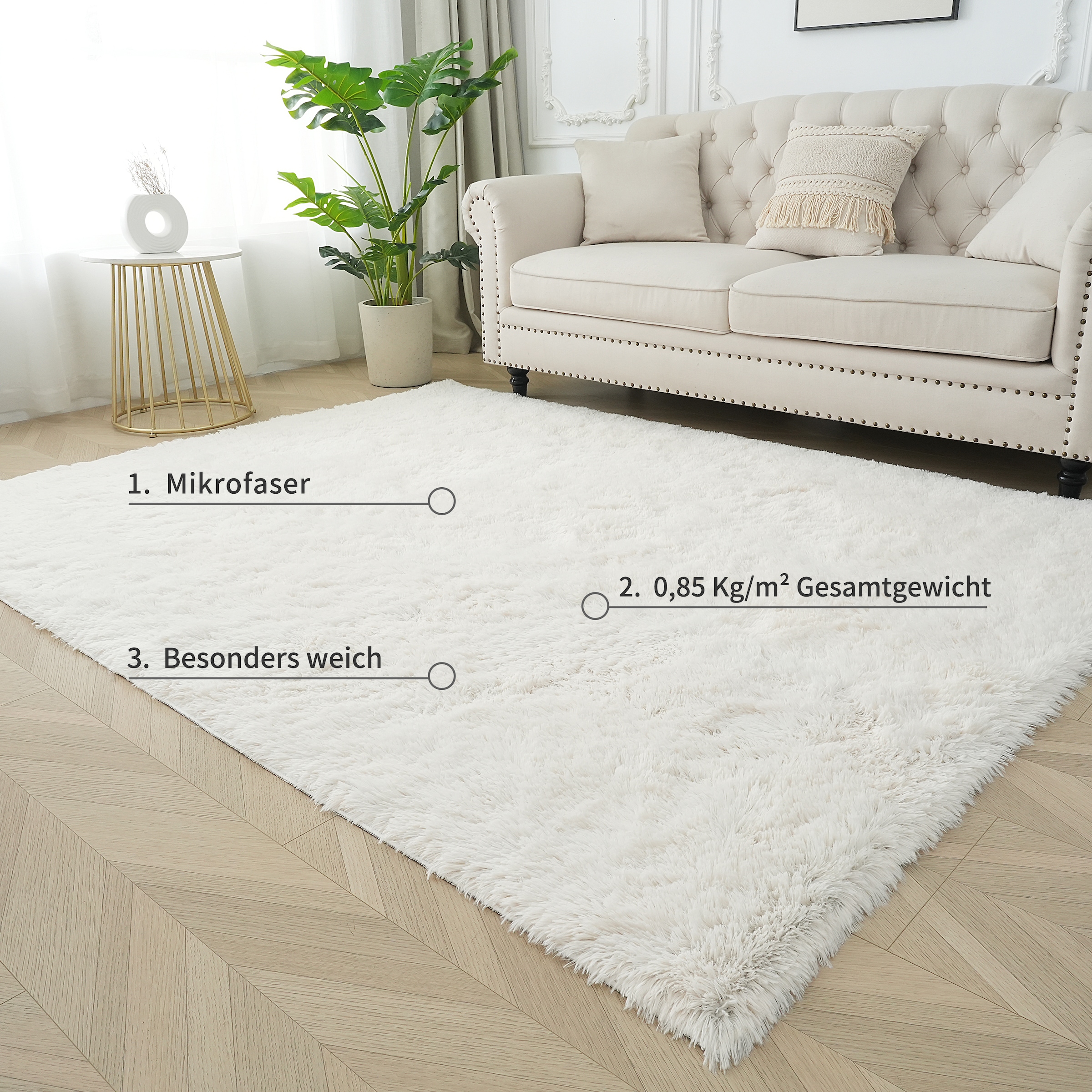 GOODproduct Tapis à poils longs »Leava, besonders weich und kuschelig, leichter Glanz« Rectangulaire 37 mm Höhe uni, Mikrofaser Teppiche, Plüsch, Wohnzimmer, Schlafzimmer, Esszimmer