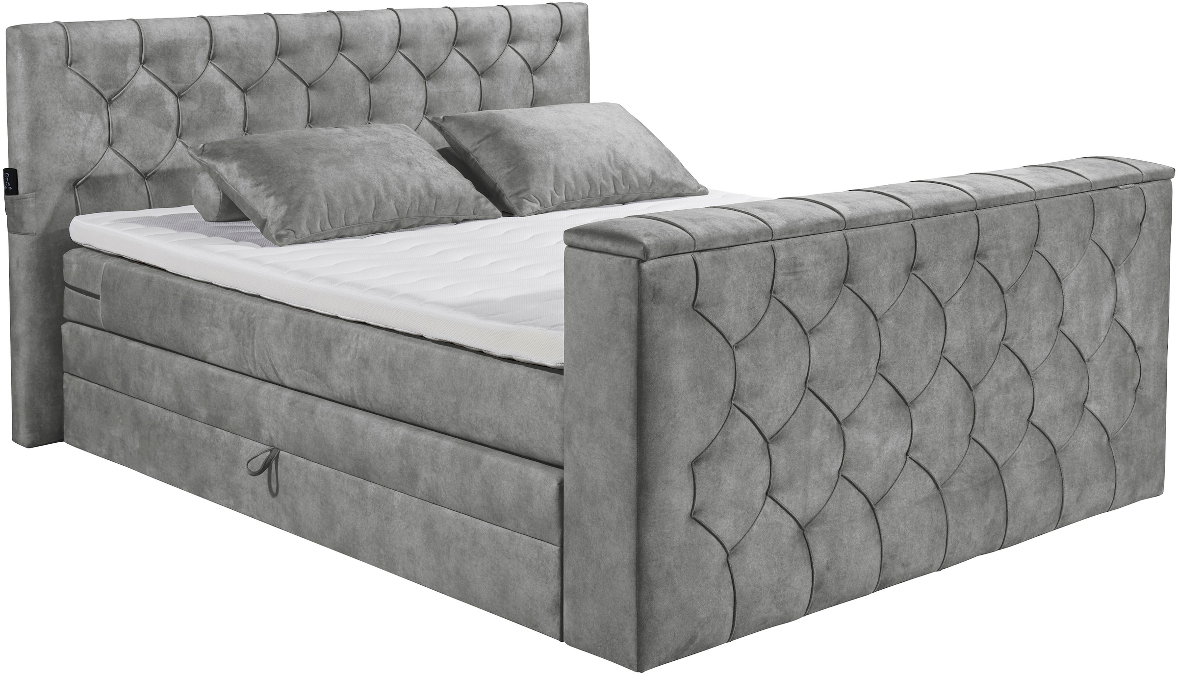 ED EXCITING DESIGN Boxspringbett »Springdale« mit Bettkasten, motorisierter TV-Halterung, Duo-Matratze (H3/H4)