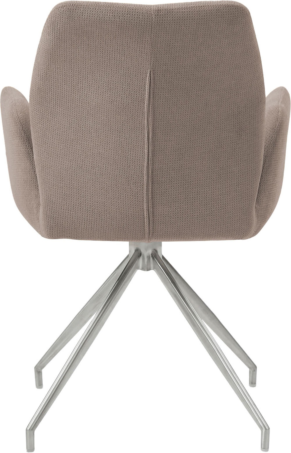 SalesFever Esszimmerstuhl »Taormina Armlehnstuhl mit silbernem Edelstahlgestell«, 1 St., Strukturstoff, Esszimmersessel, 180° Drehfunktion, Gestell aus rostfreiem Edelstahl