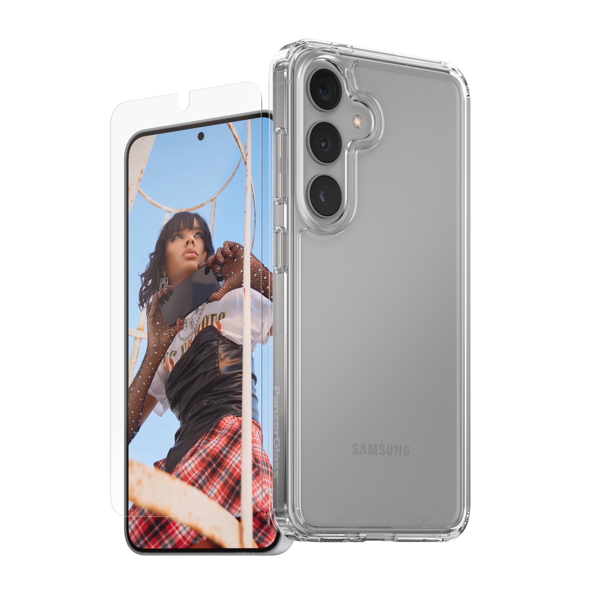 CARE by PanzerGlass Displayschutzglas »2-in-1 Protection Set«, für Samsung Galaxy S25, Displayschutzfolie, Schutzfolie, Bildschirmschutz, kratz- & stossfest