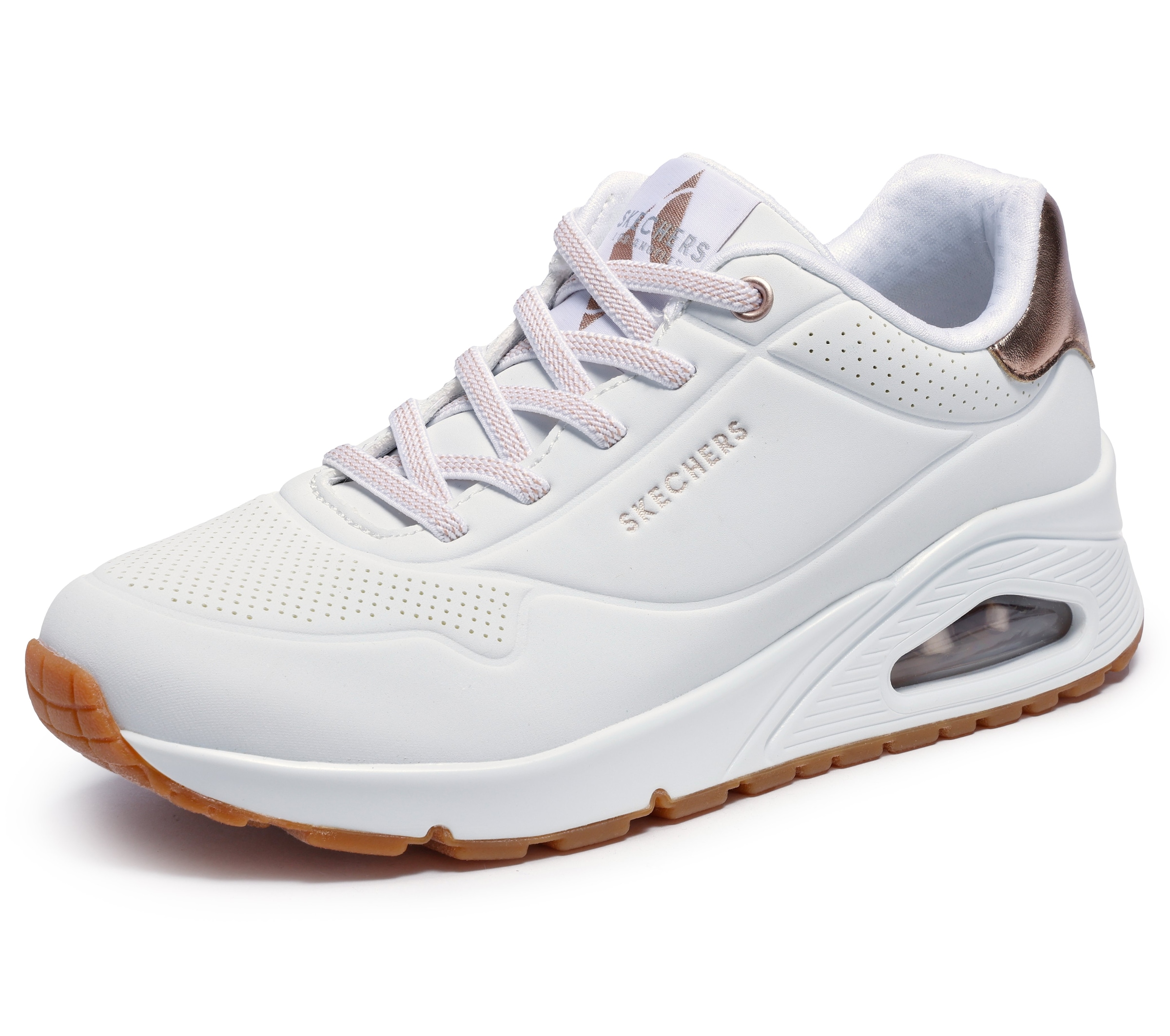 Image of Skechers Slip-On Sneaker "UNO SHIMMER AWAY" Slipper, Freizeitschuh, Plateausneaker mit modischem Keilabsatz