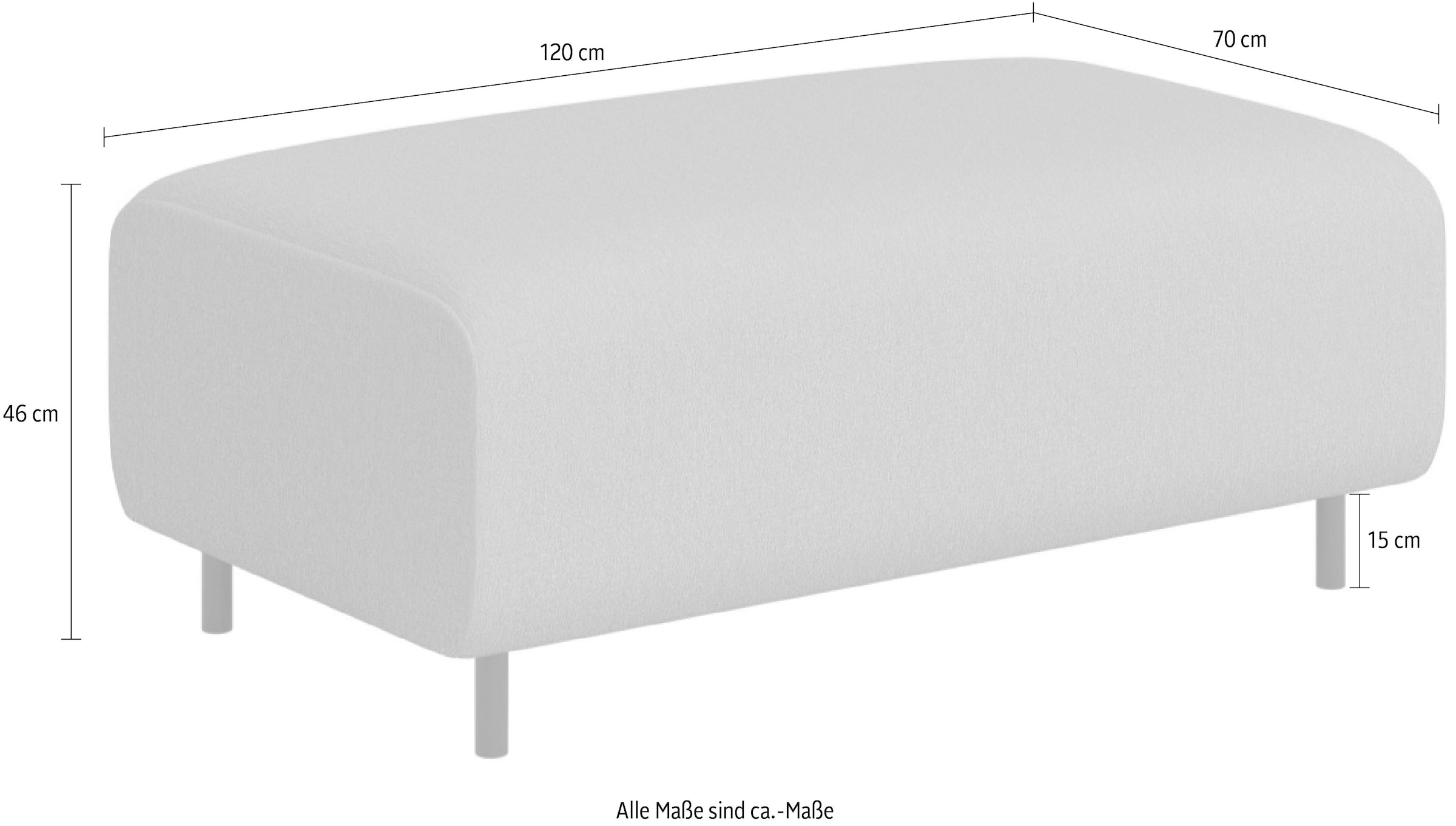 Home affaire Polsterhocker »ARROS gross mit Wellenunterfederung, Masse B/T/H: 120/70/46 cm«, passend zur Serie, in hochwertiger Verarbeitung