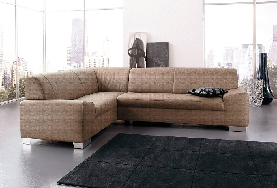 Image of DOMO collection Ecksofa "Alisson, zeitlose Optik, flache Armlehnen, L-Form" fester Sitzkomfort, wahlweise mit Bettfunktion